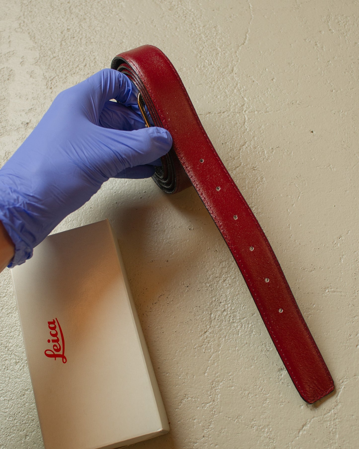 1980s Leica Leather Belt burgundy