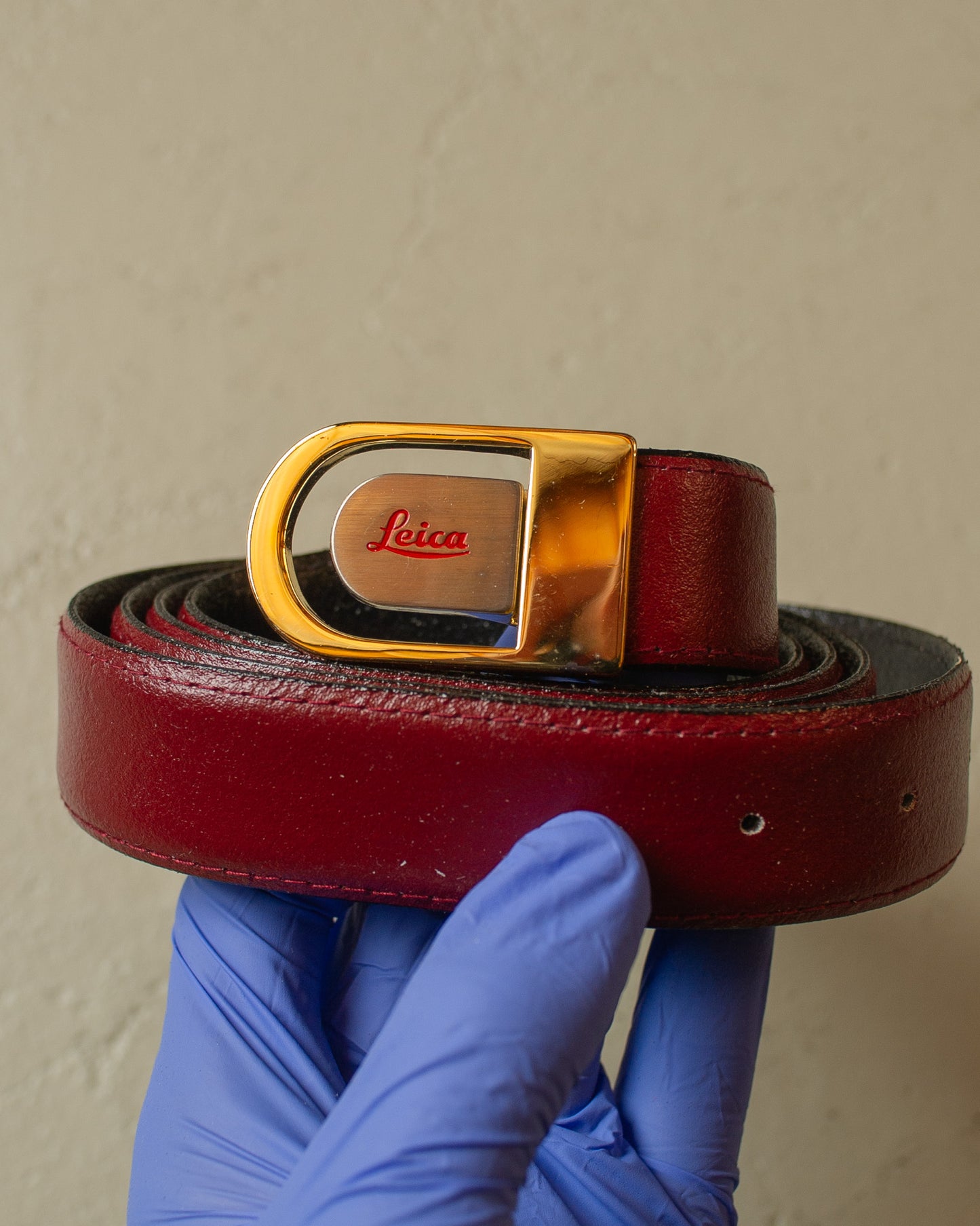 1980s Leica Leather Belt burgundy