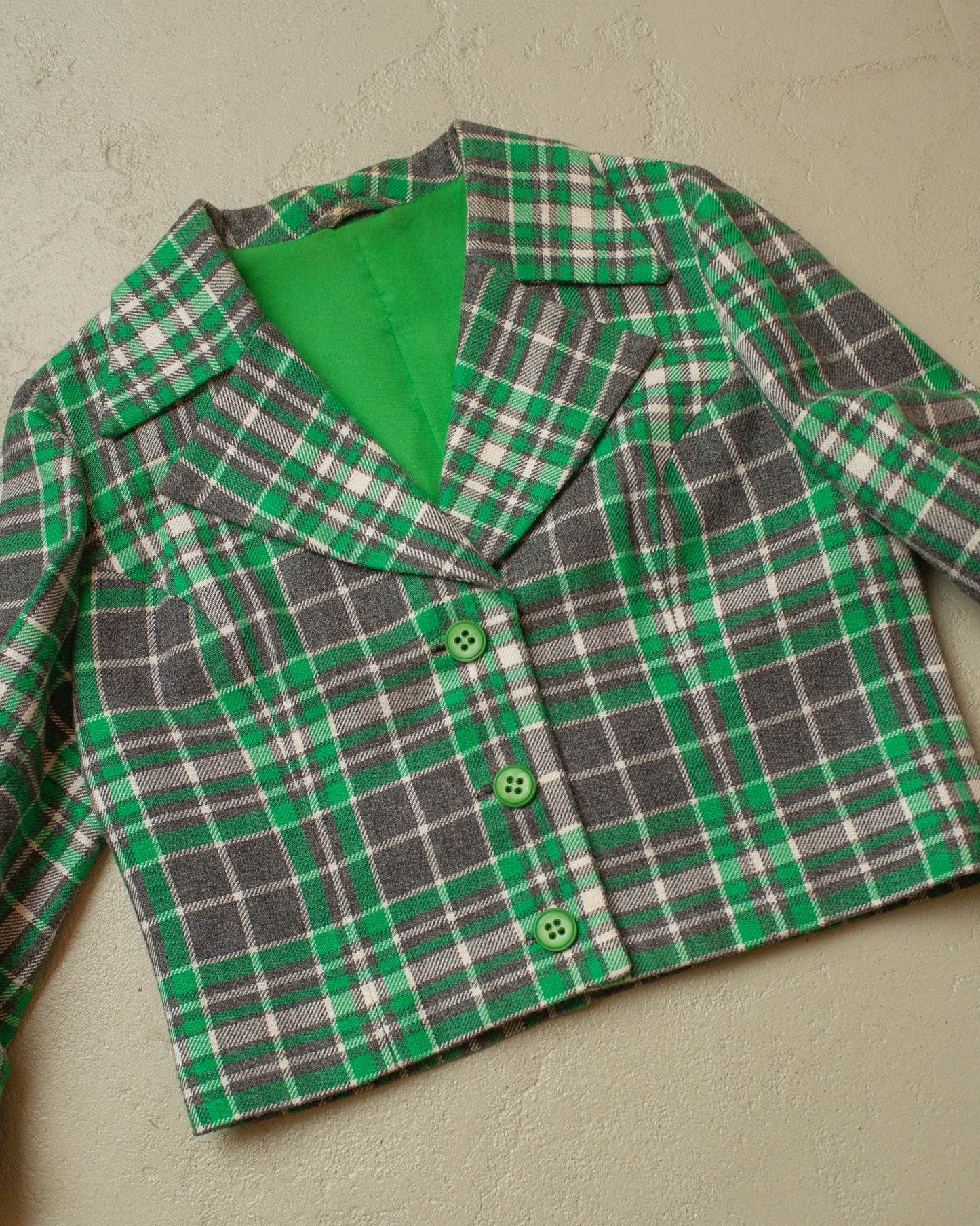 1960s/70s Womens Tailormade checkered Suit green - S/M