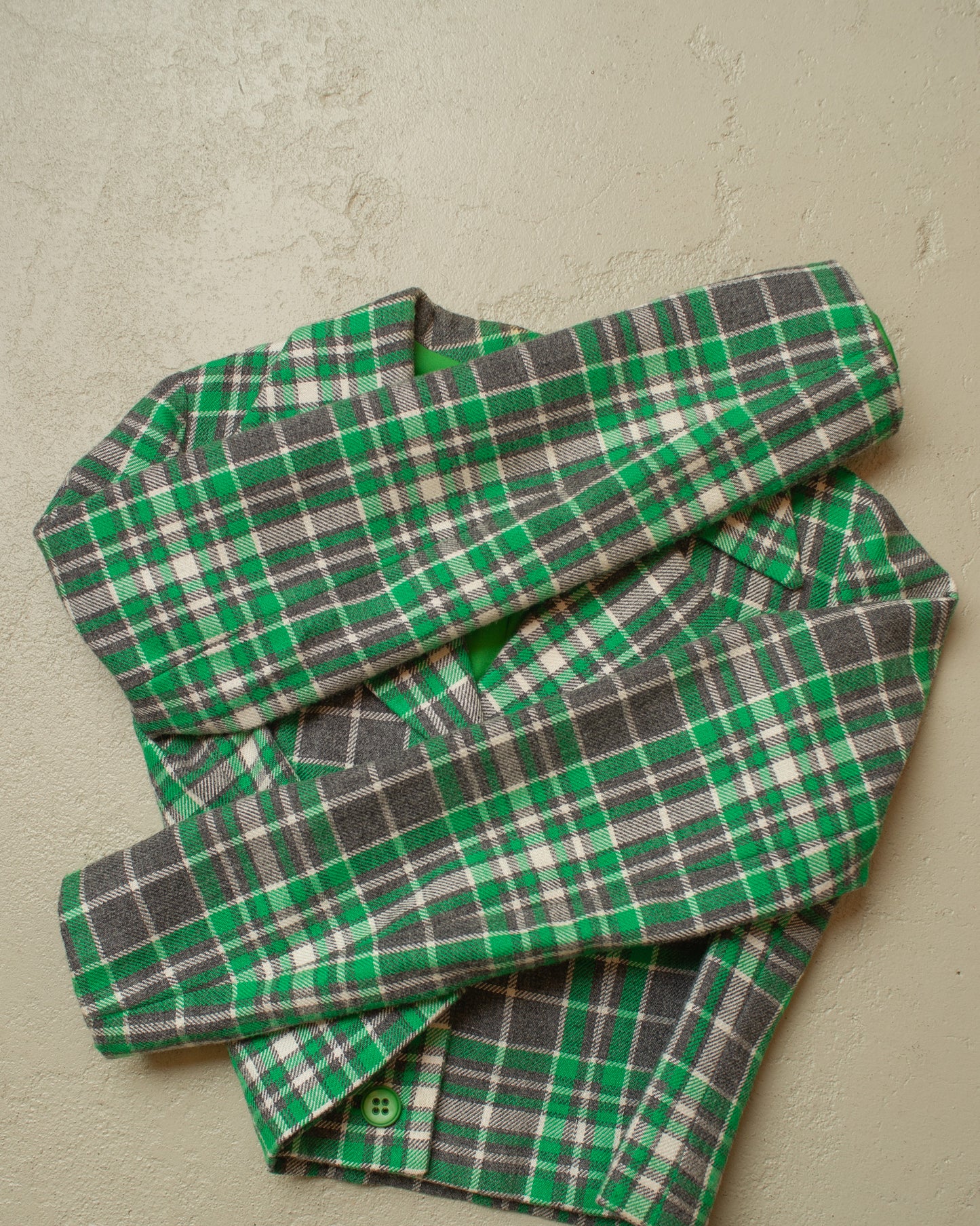 1960s/70s Womens Tailormade checkered Suit green - S/M