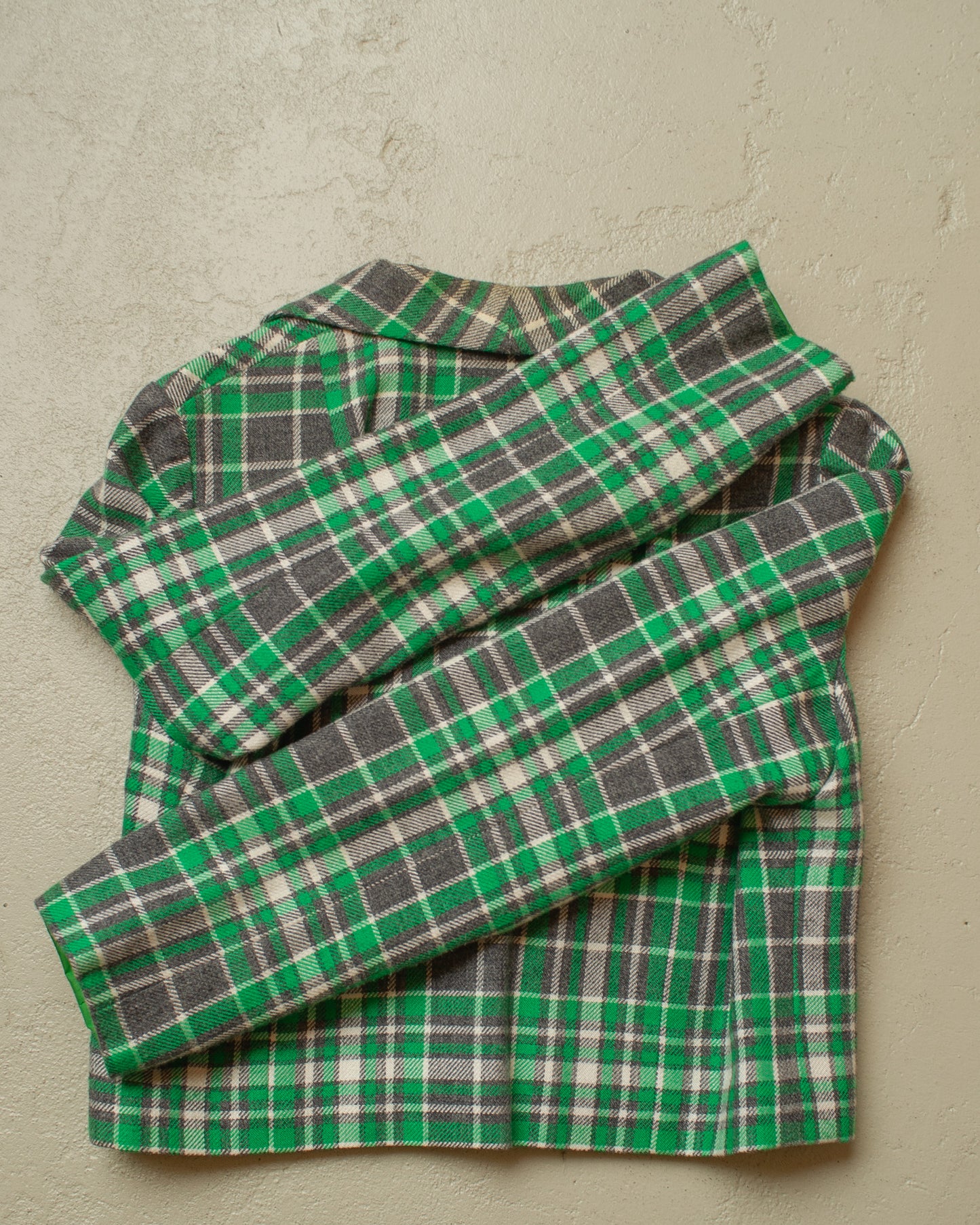 1960s/70s Womens Tailormade checkered Suit green - S/M