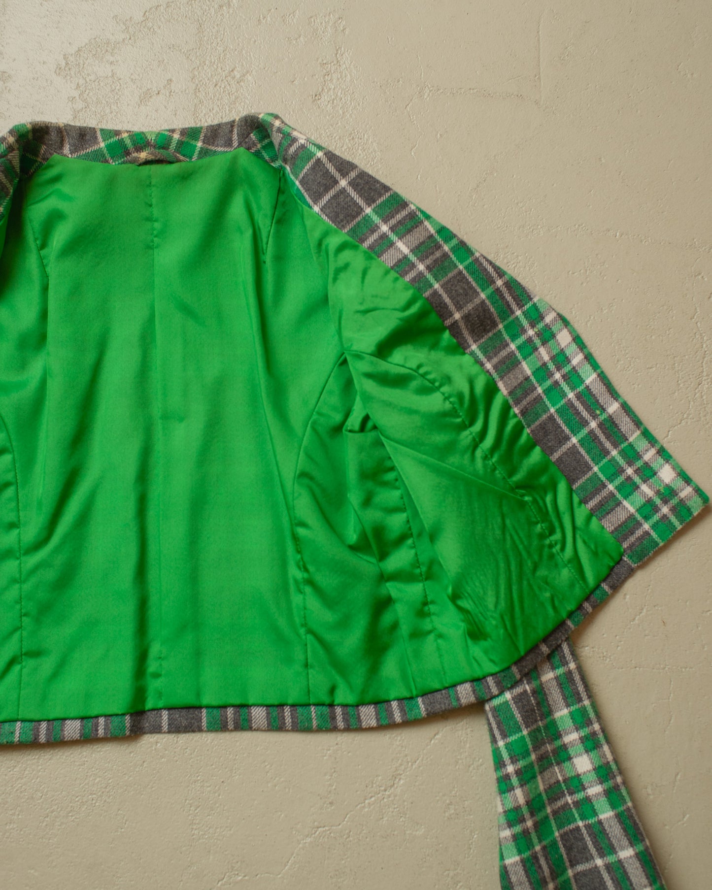 1960s/70s Womens Tailormade checkered Suit green - S/M