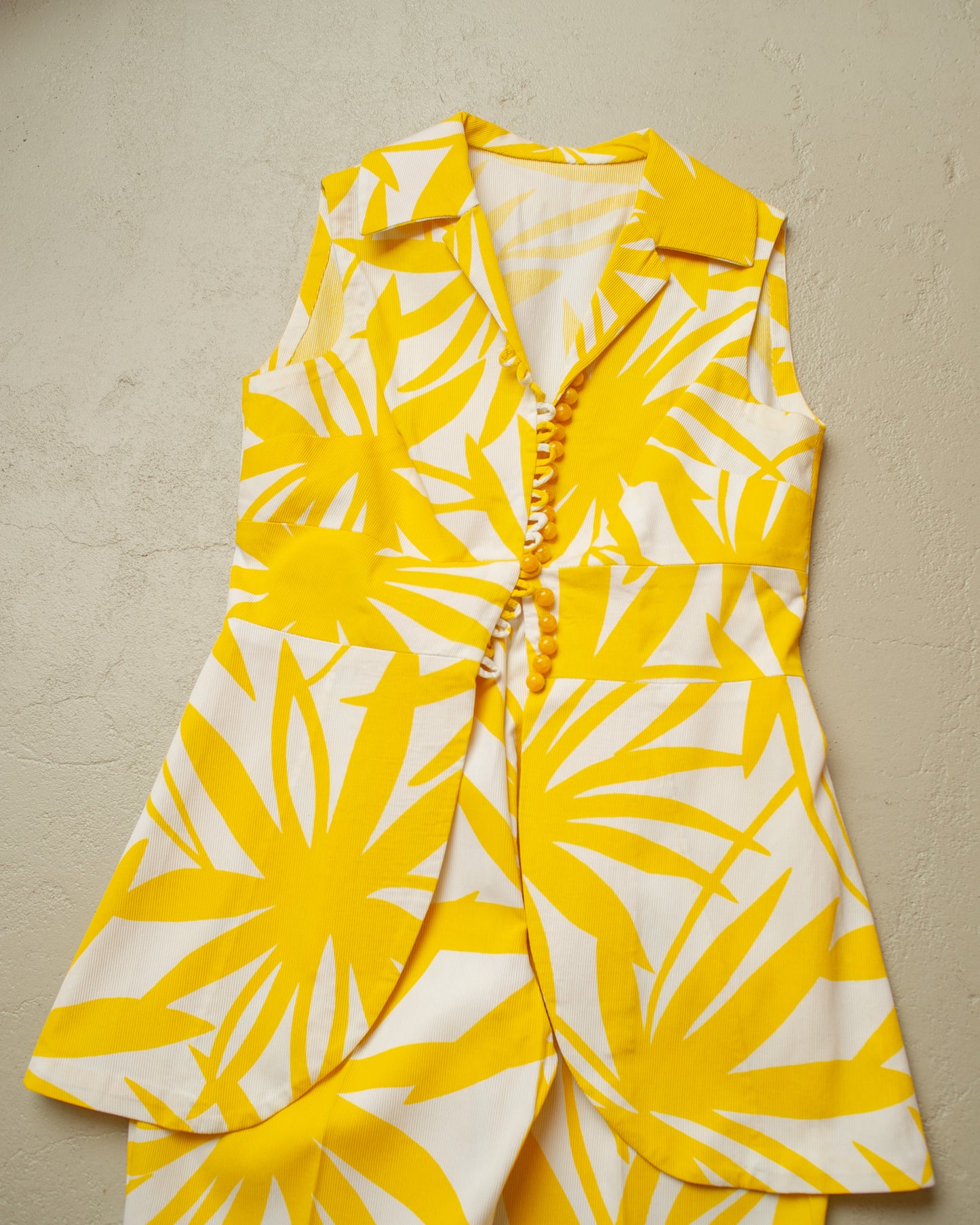 1970s Womens Tailormade Summer Flower Print Set yellow - XS/S