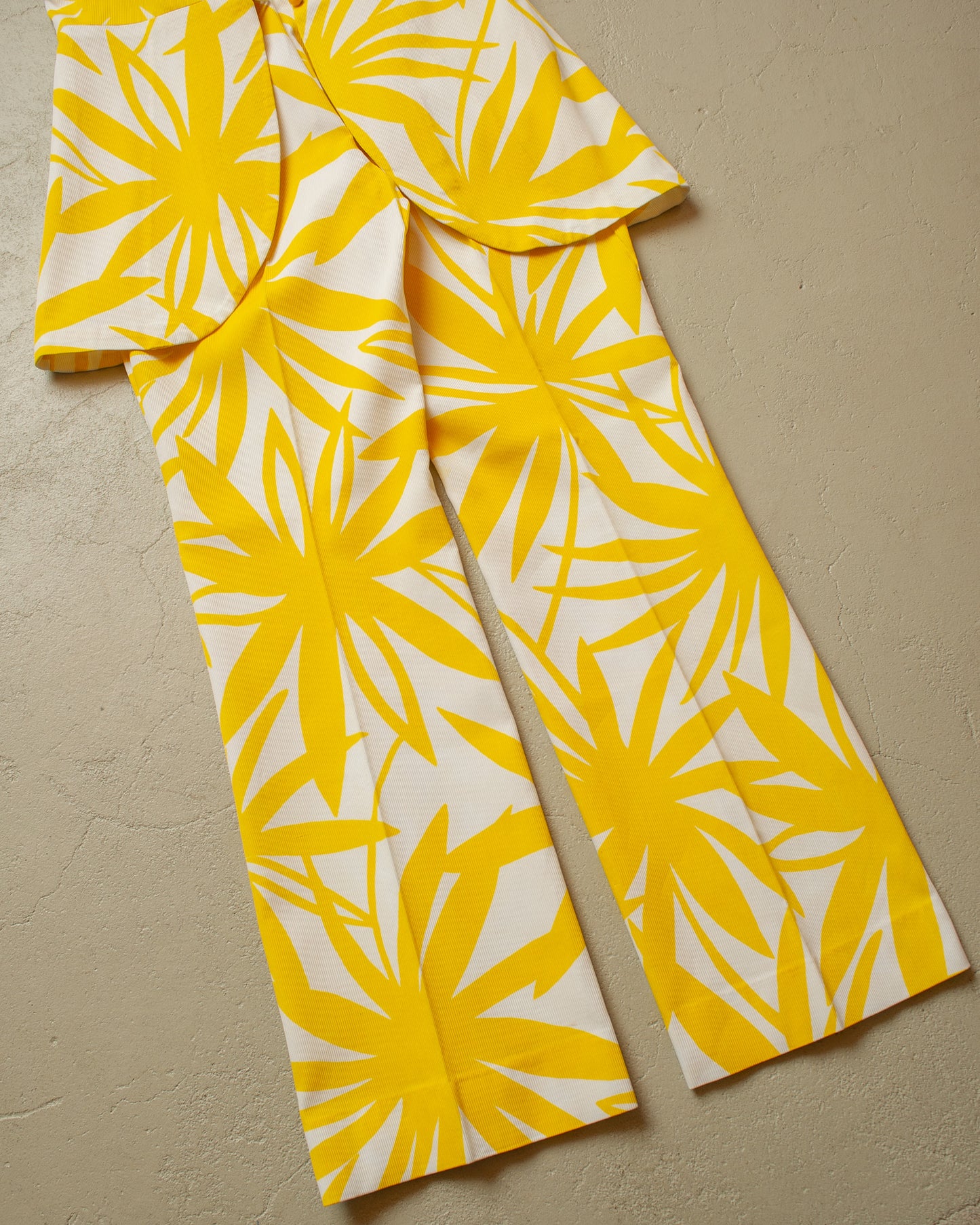1970s Womens Tailormade Summer Flower Print Set yellow - XS/S
