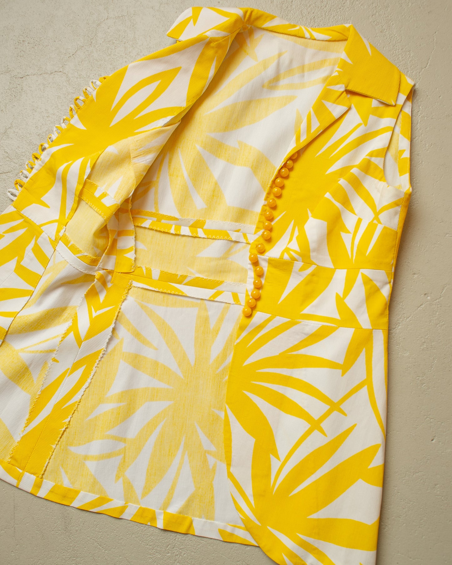 1970s Womens Tailormade Summer Flower Print Set yellow - XS/S