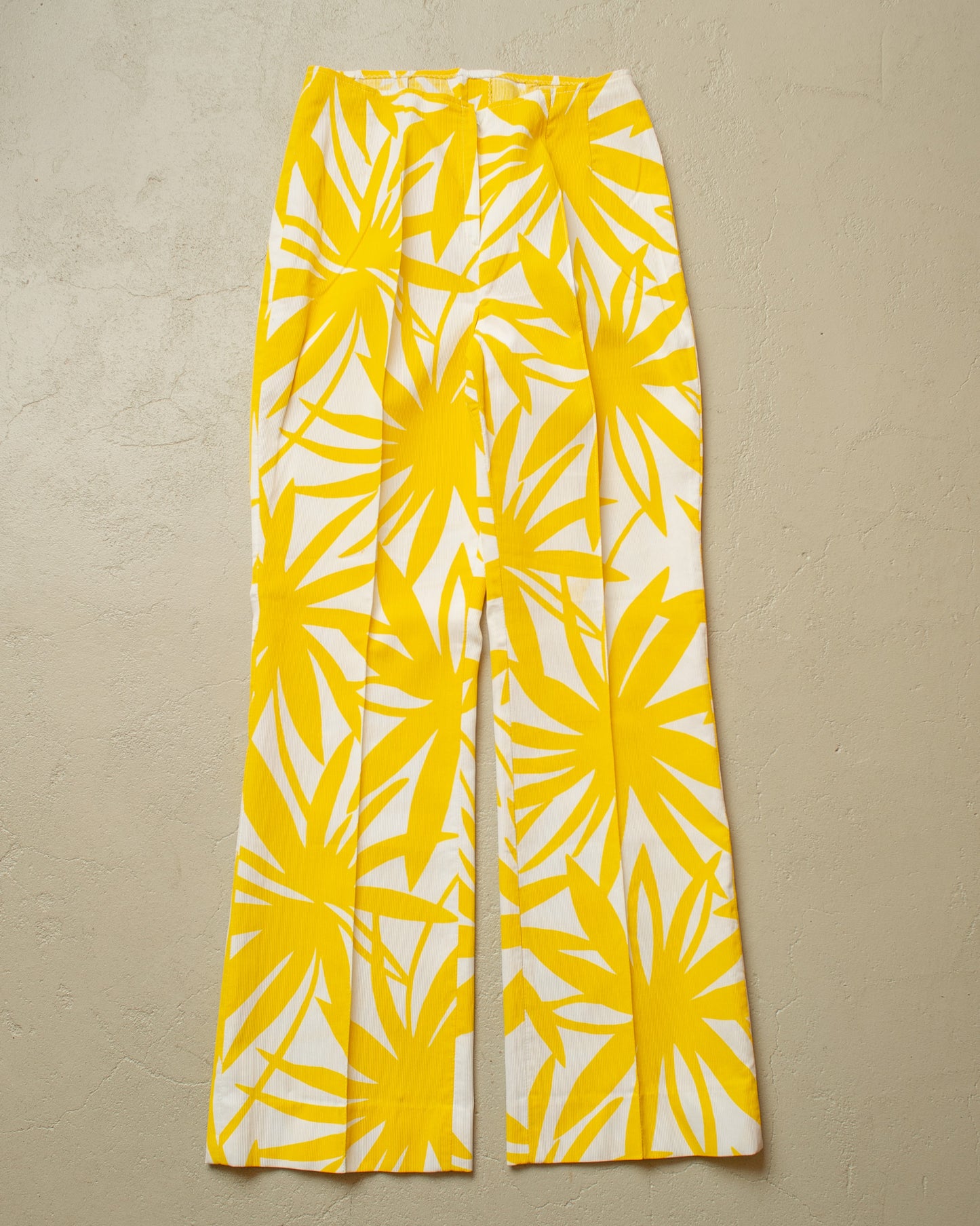 1970s Womens Tailormade Summer Flower Print Set yellow - XS/S