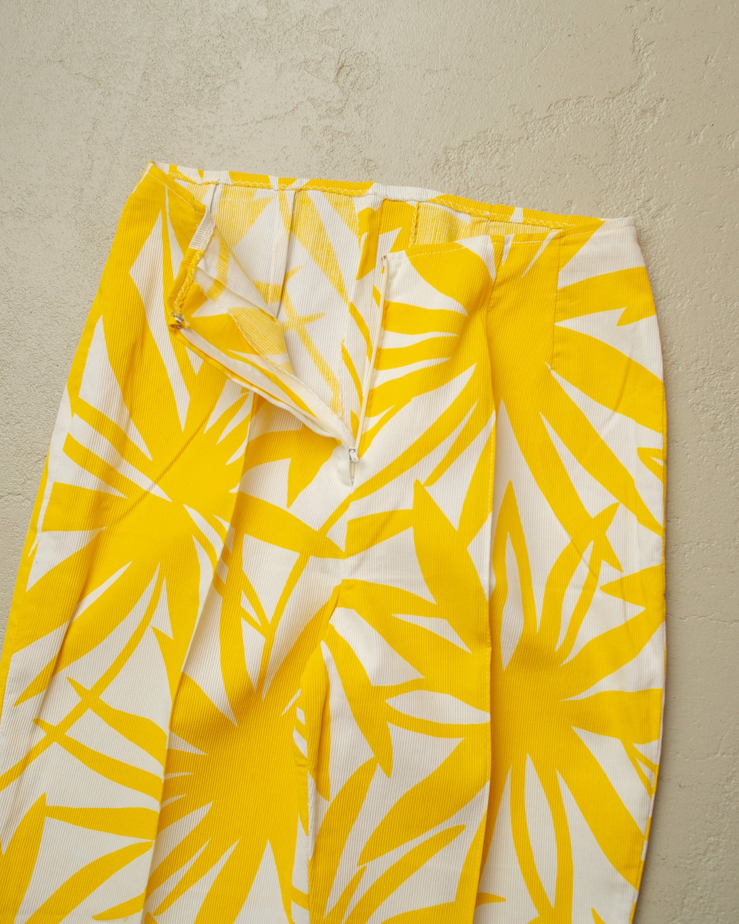1970s Womens Tailormade Summer Flower Print Set yellow - XS/S