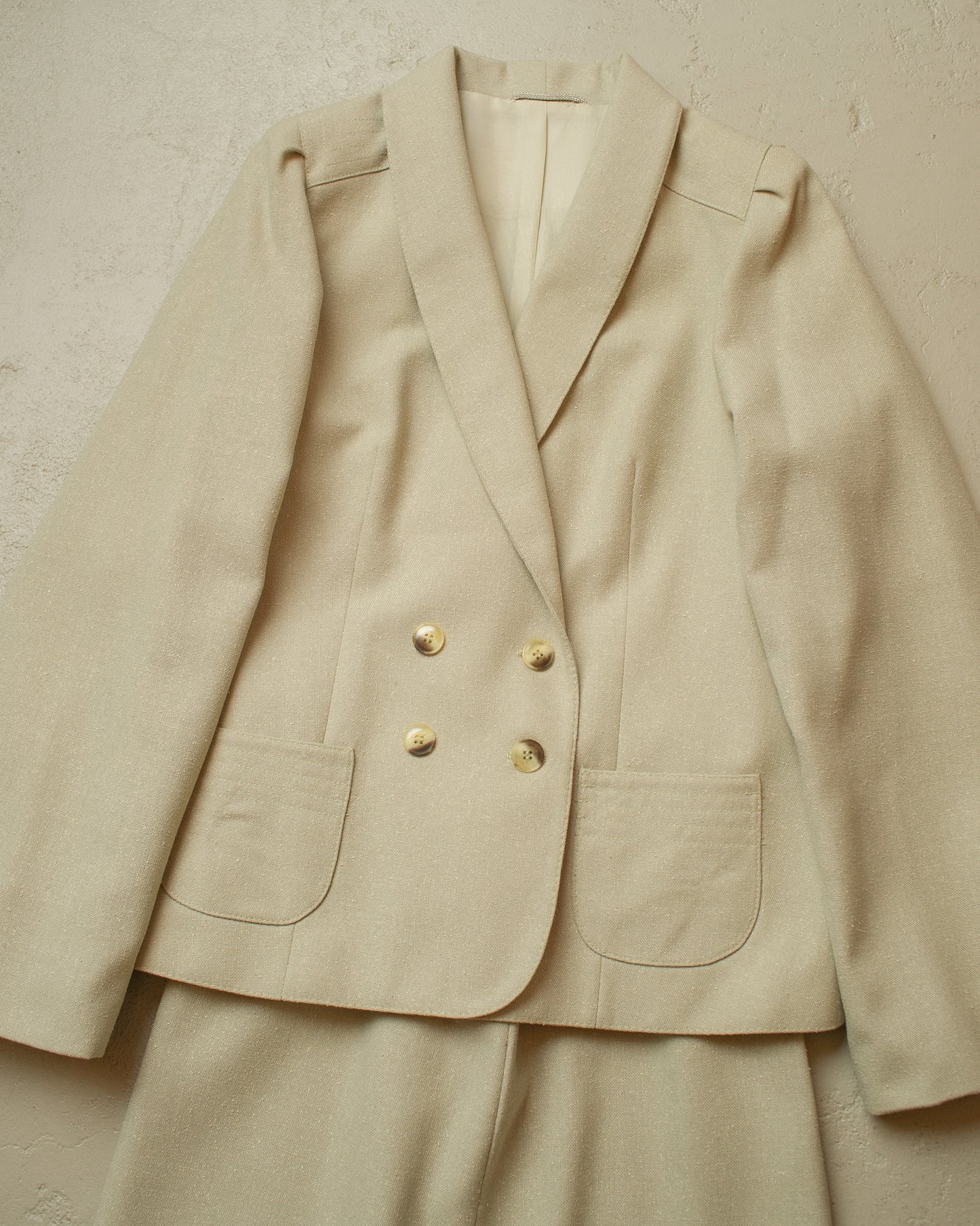 1980s Womens C&A Suit grey/beige - S/M