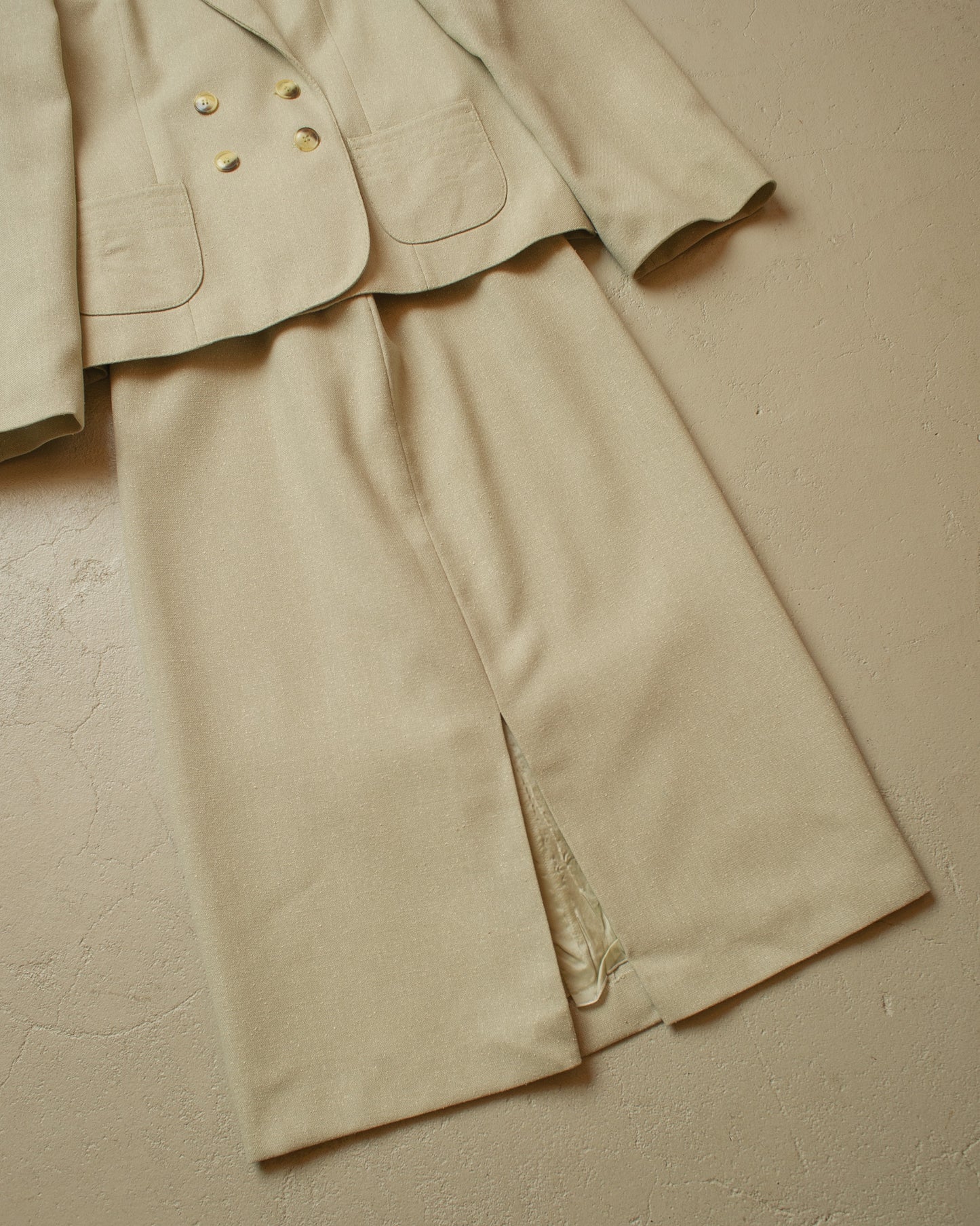1980s Womens C&A Suit grey/beige - S/M