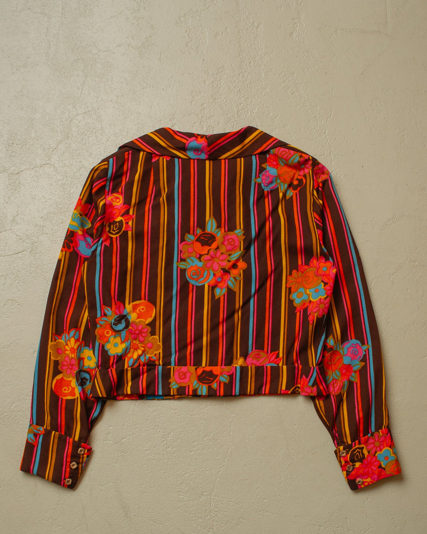 1970s Womens Tailormade striped Flower Pattern light Jacket multi - S/M