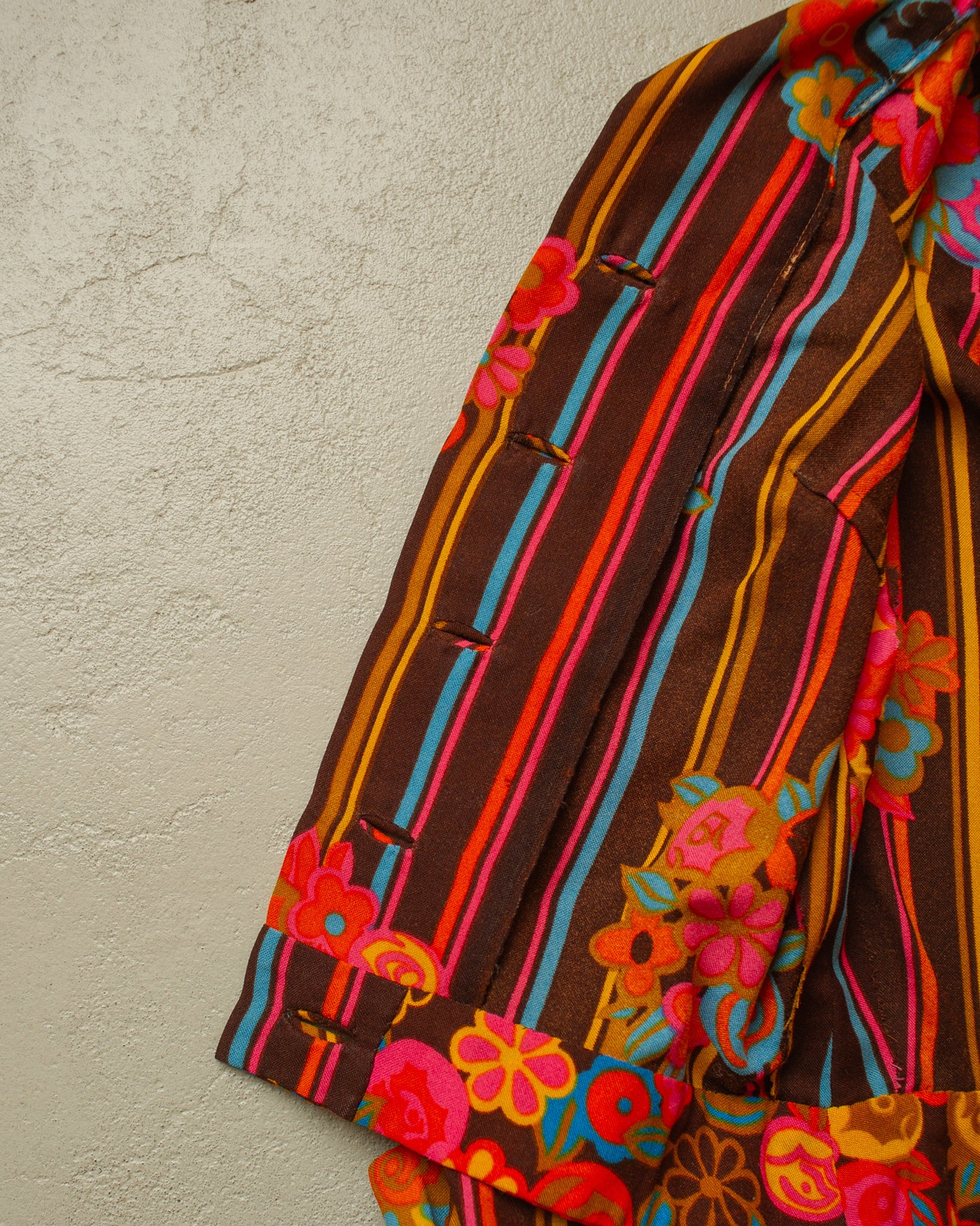 1970s Womens Tailormade striped Flower Pattern light Jacket multi - S/M