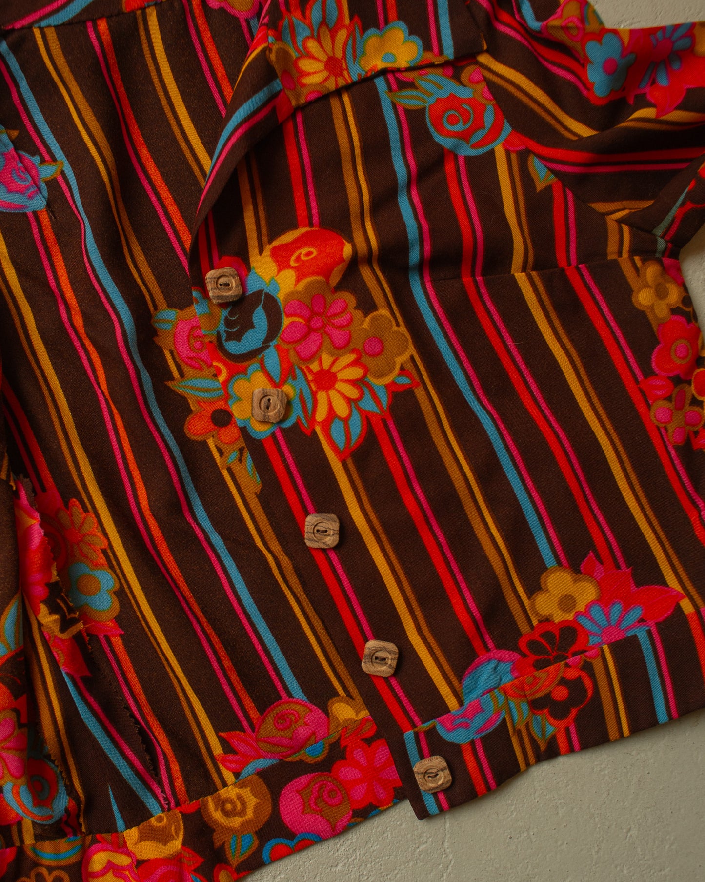 1970s Womens Tailormade striped Flower Pattern light Jacket multi - S/M