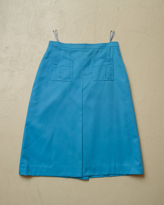 1970s Womens Midi Skirt blue - S/M