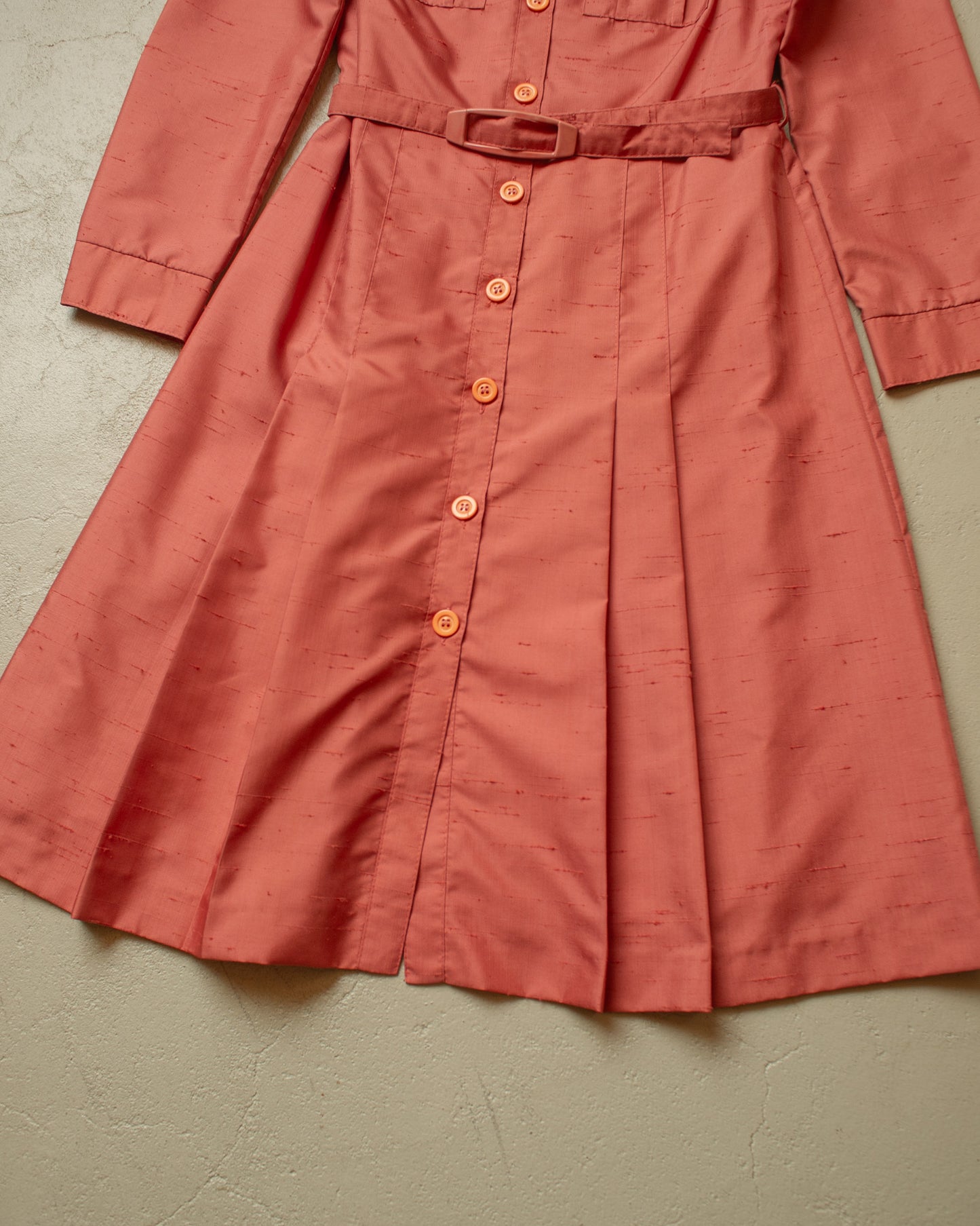 1970s Womens Betty Barclay Safari Dress coral red - S/M