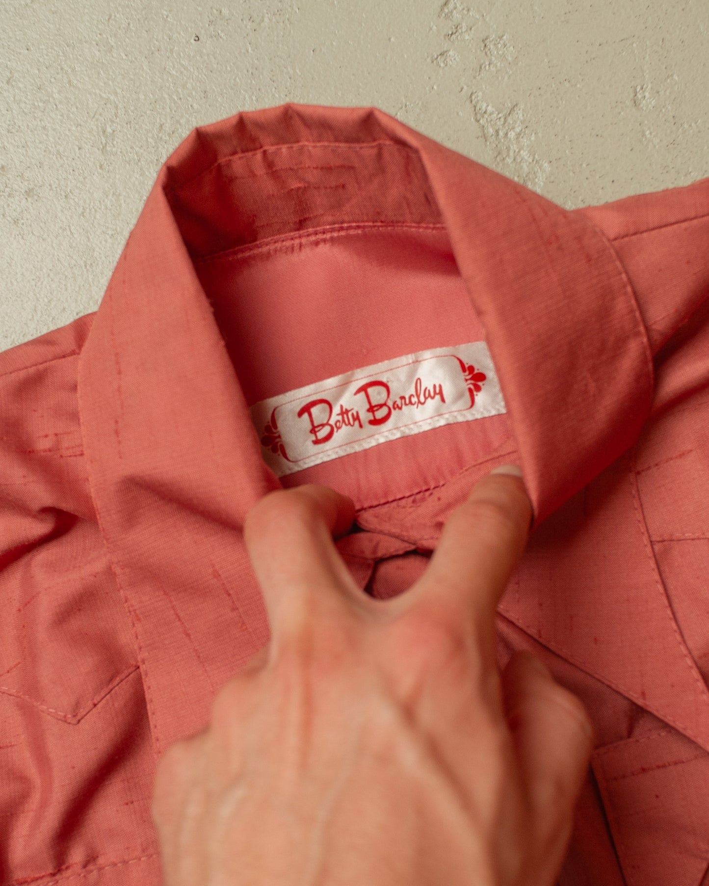 1970s Womens Betty Barclay Safari Dress coral red - S/M