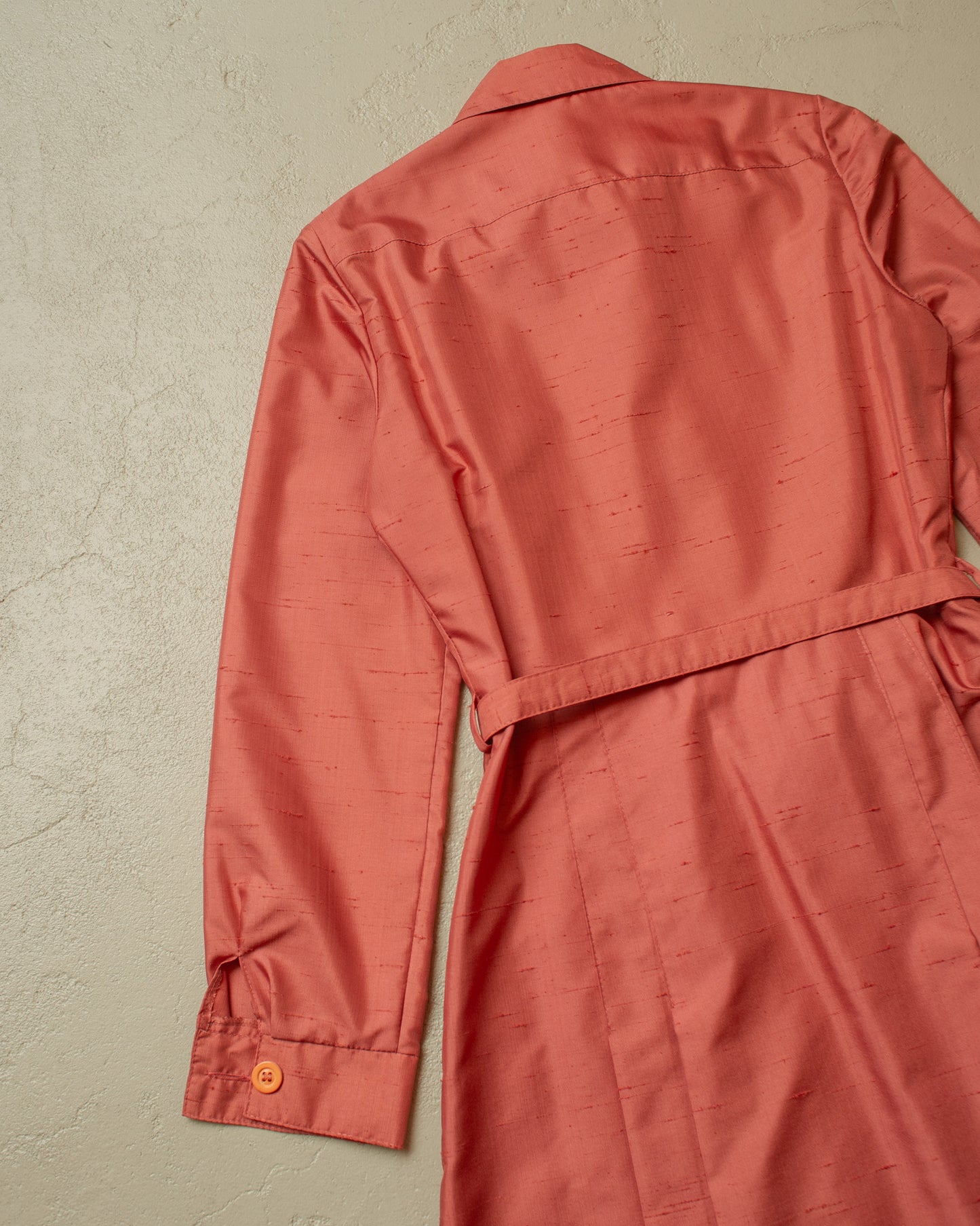 1970s Womens Betty Barclay Safari Dress coral red - S/M