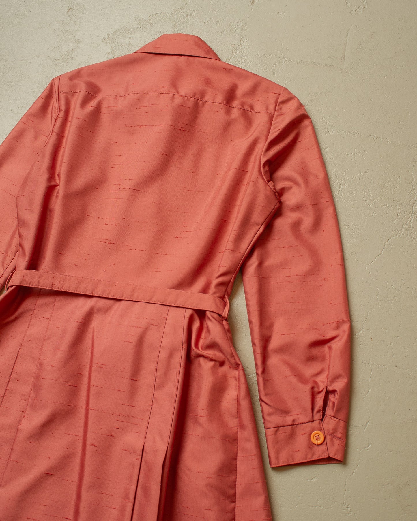 1970s Womens Betty Barclay Safari Dress coral red - S/M
