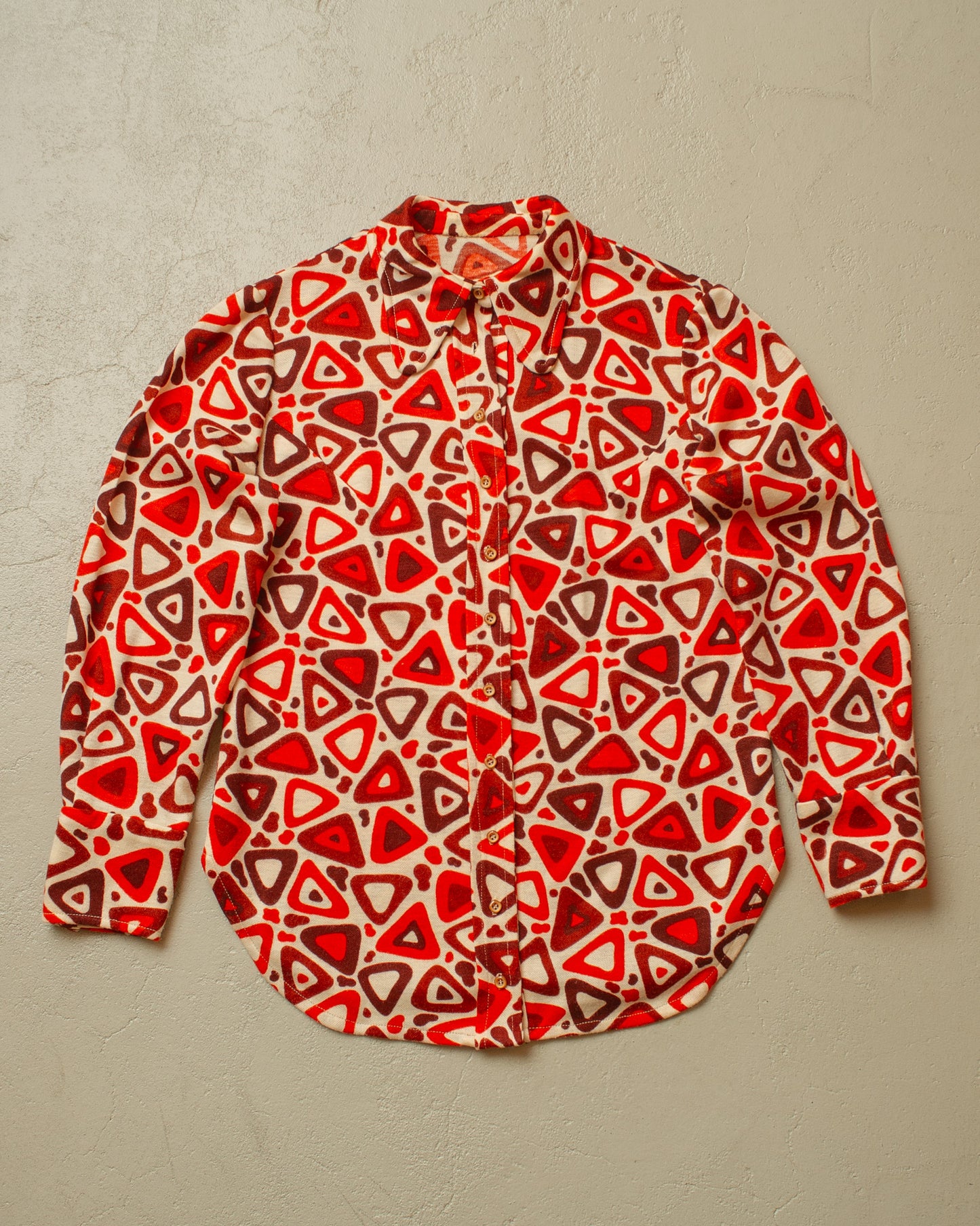 1960s/70s Womens Tailormade Abstract Pattern Blouse - S/M