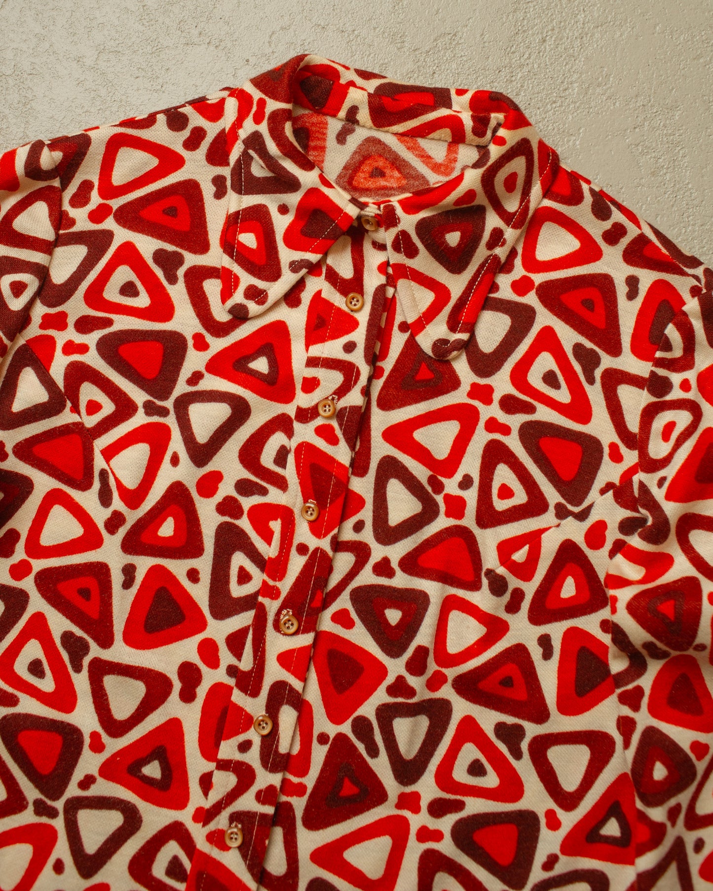 1960s/70s Womens Tailormade Abstract Pattern Blouse - S/M