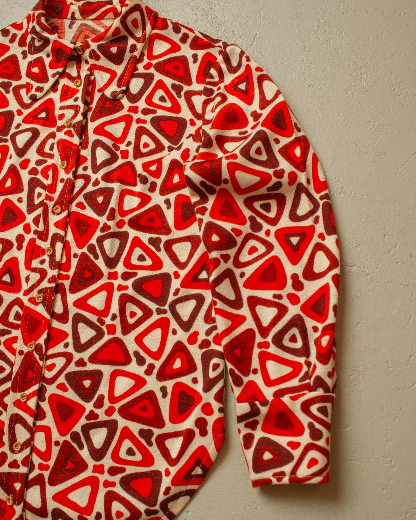 1960s/70s Womens Tailormade Abstract Pattern Blouse - S/M