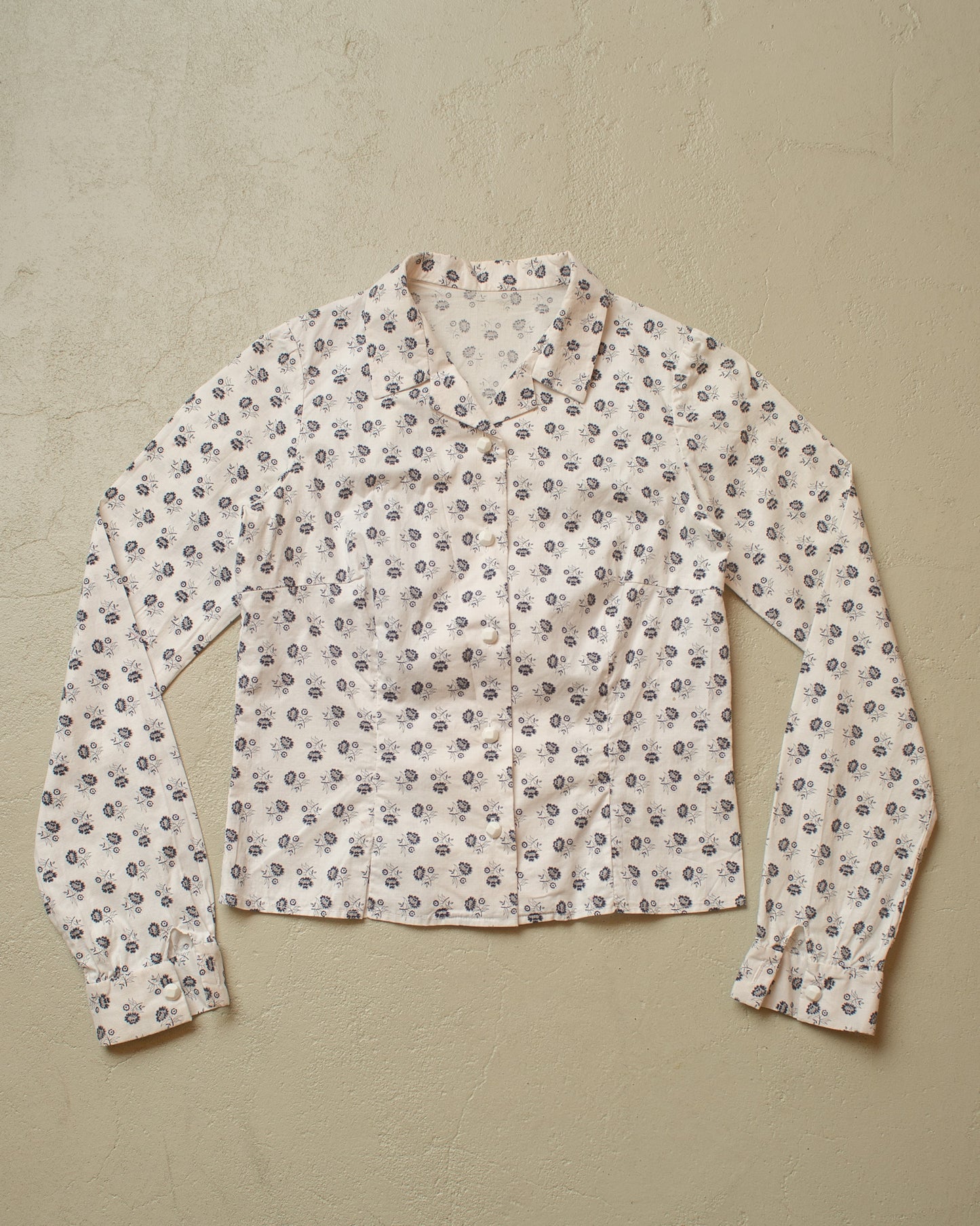 1940s/50s unworn German Womens Flower Print Blouse - XS/S