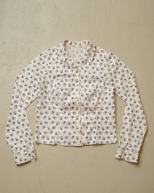1940s/50s unworn German Womens Flower Print Blouse - XS/S