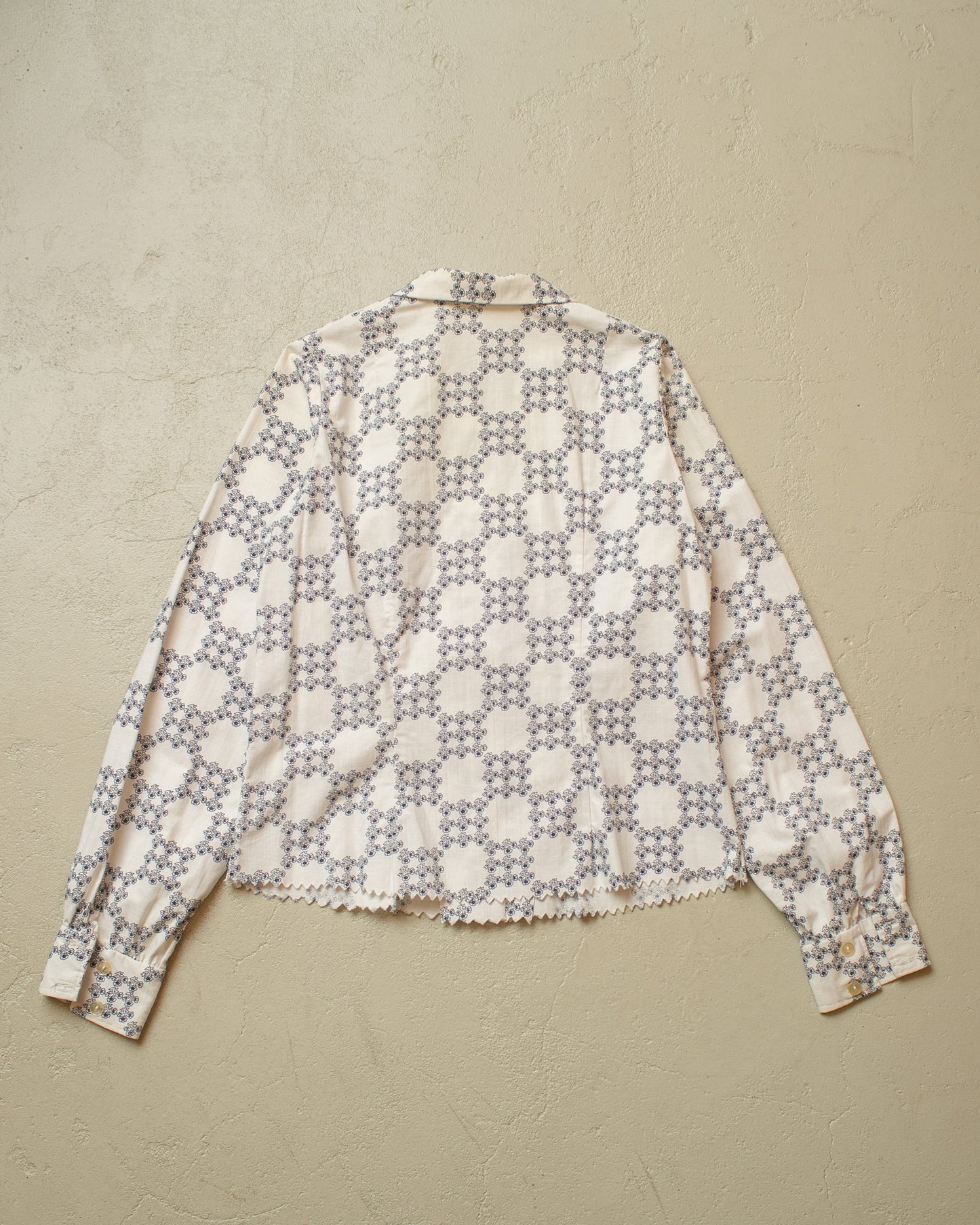 1940s/50s unworn German Womens Flower Print Blouse white -