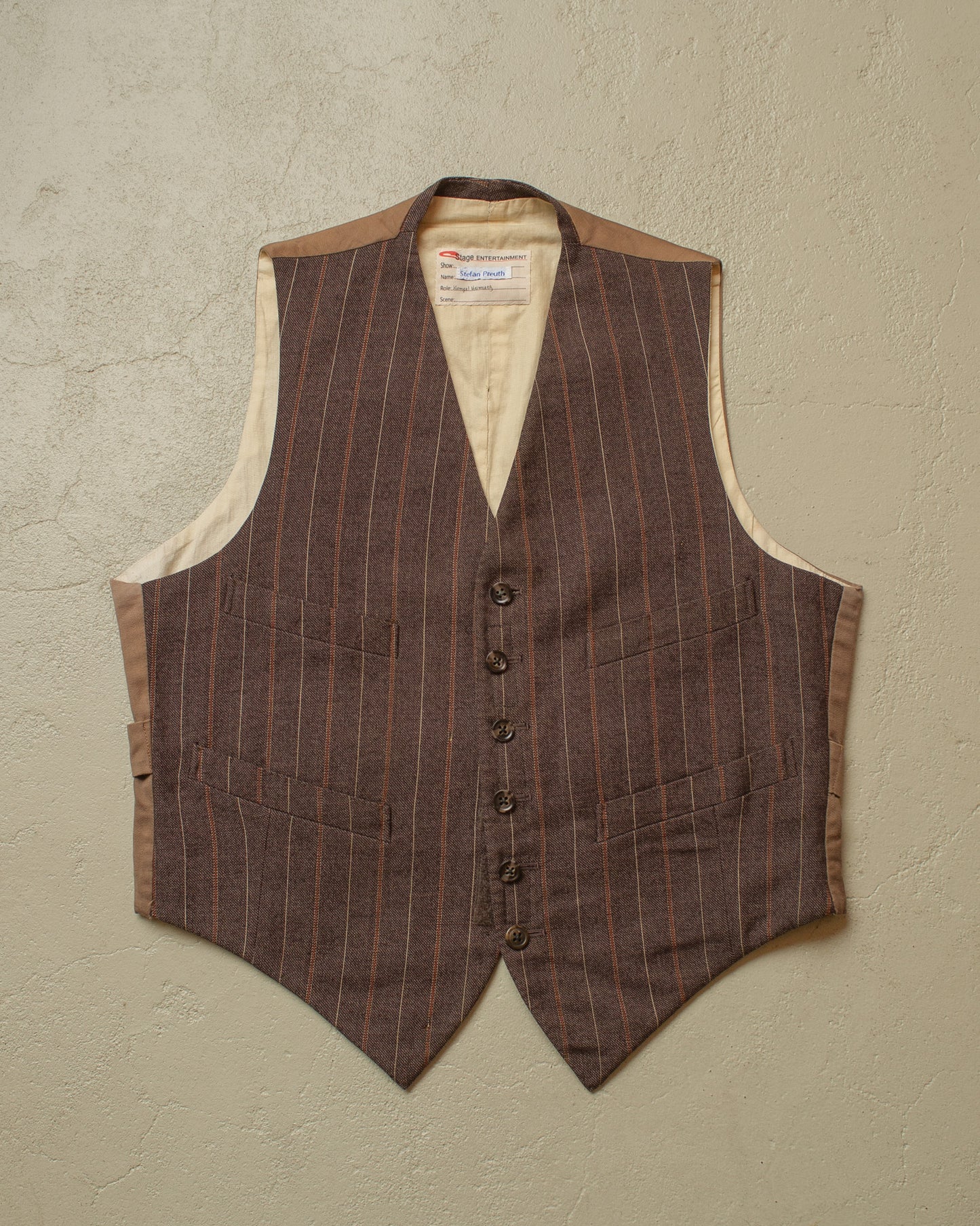 1940s striped Wool Suit Vest brown - M