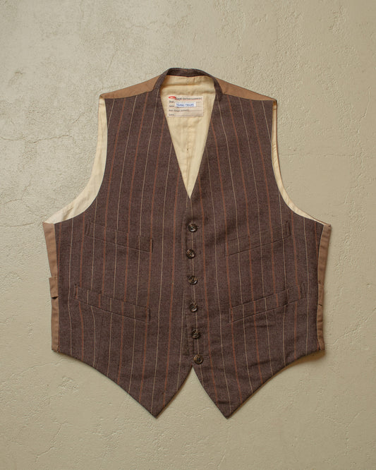 1940s striped Wool Suit Vest brown - M