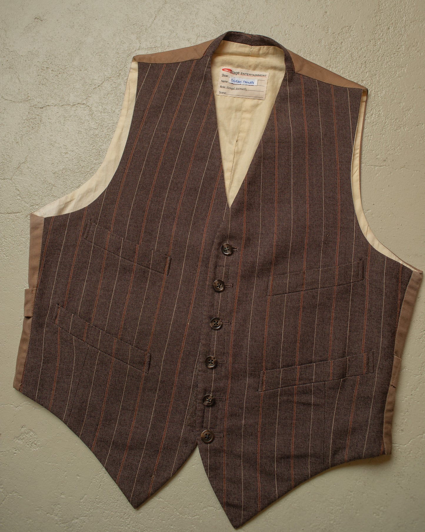 1940s striped Wool Suit Vest brown - M