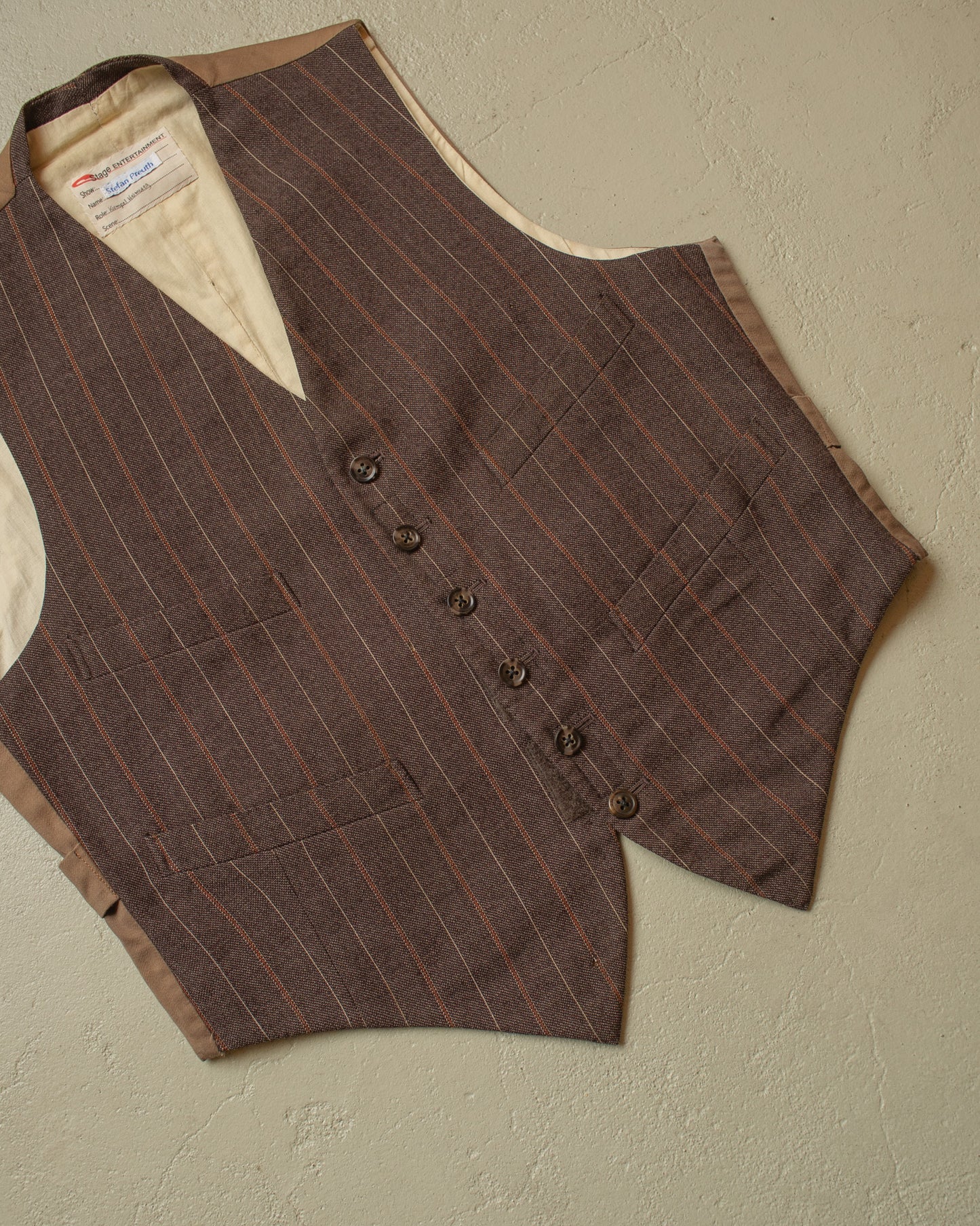 1940s striped Wool Suit Vest brown - M