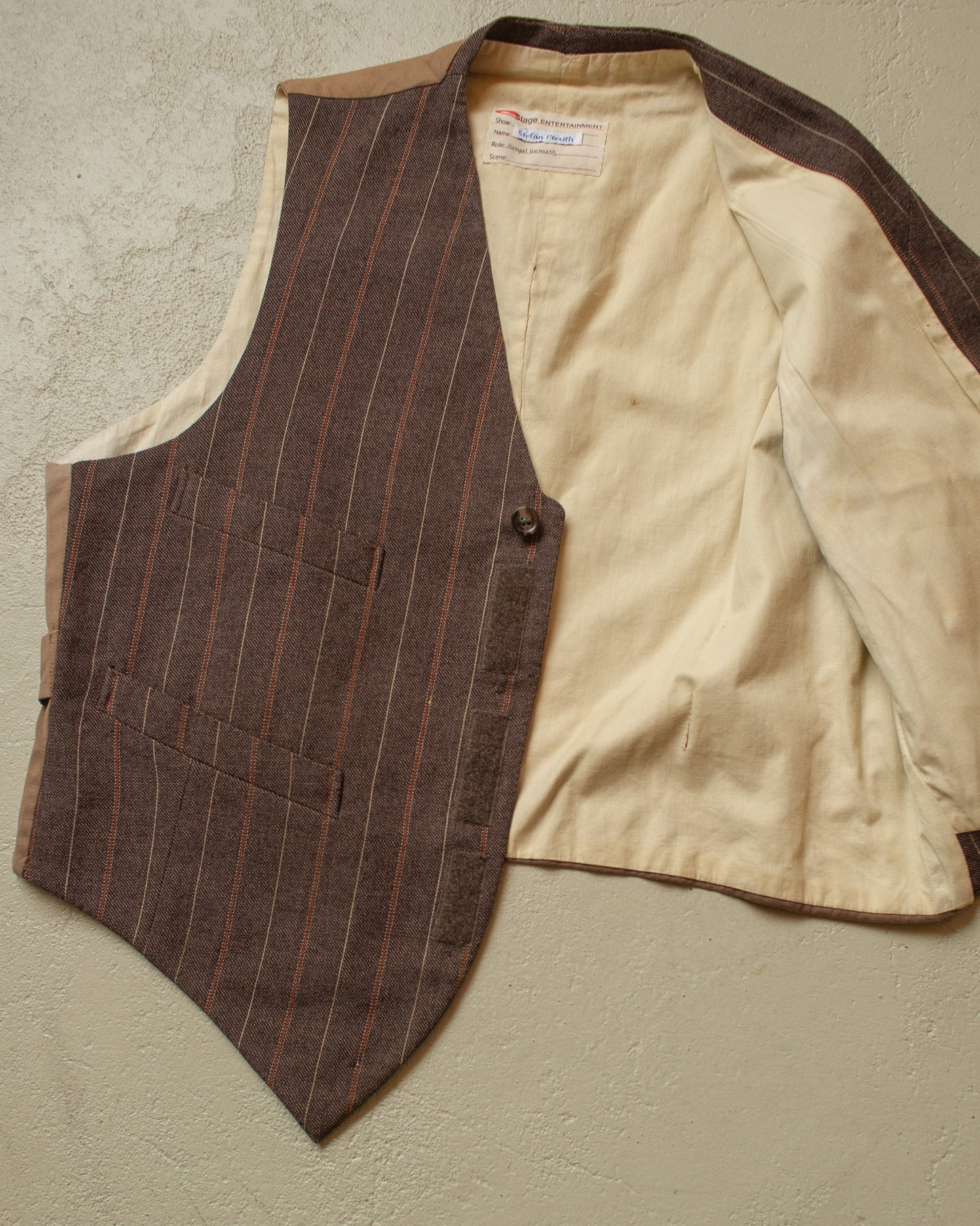 1940s striped Wool Suit Vest brown - M