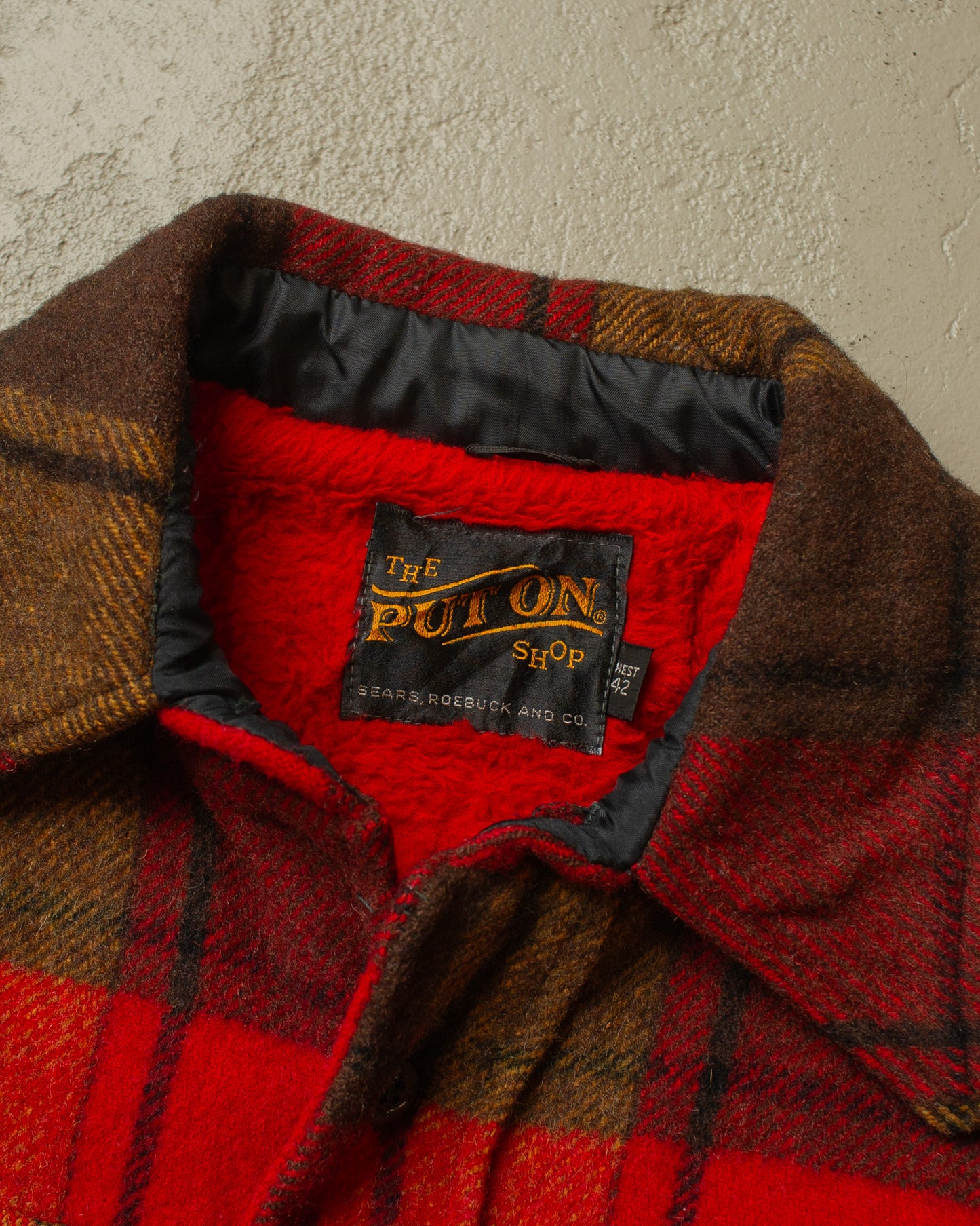 1960s Sears Sherpa lined Plaid Flannel Jacket - L