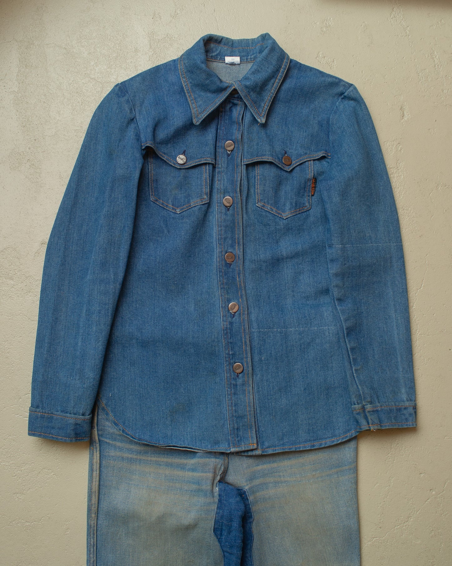 1970s Womens Western Denim Set blue - XS/S