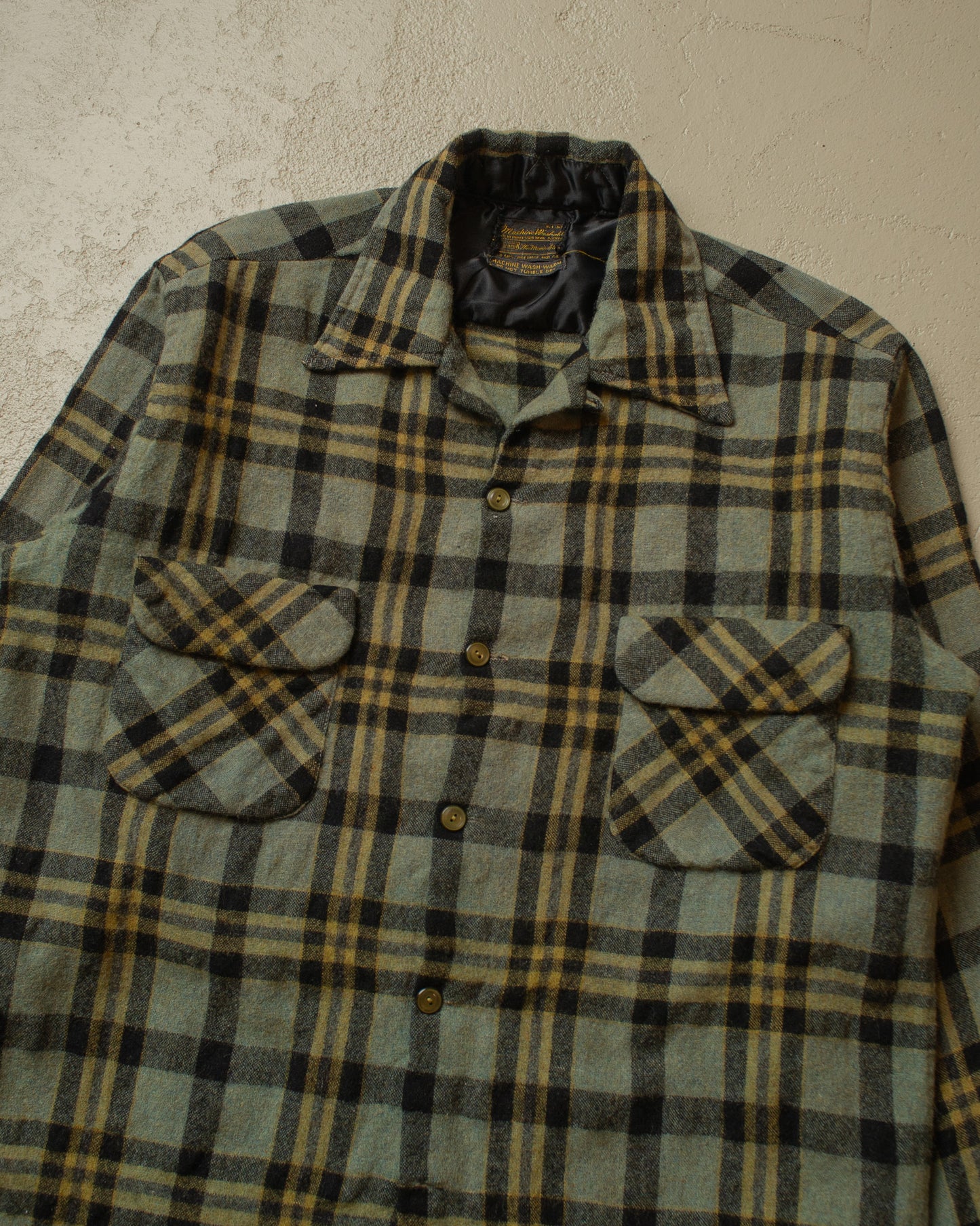 1960s Sears checkered Loop Collar Flannel Shirt - M/L