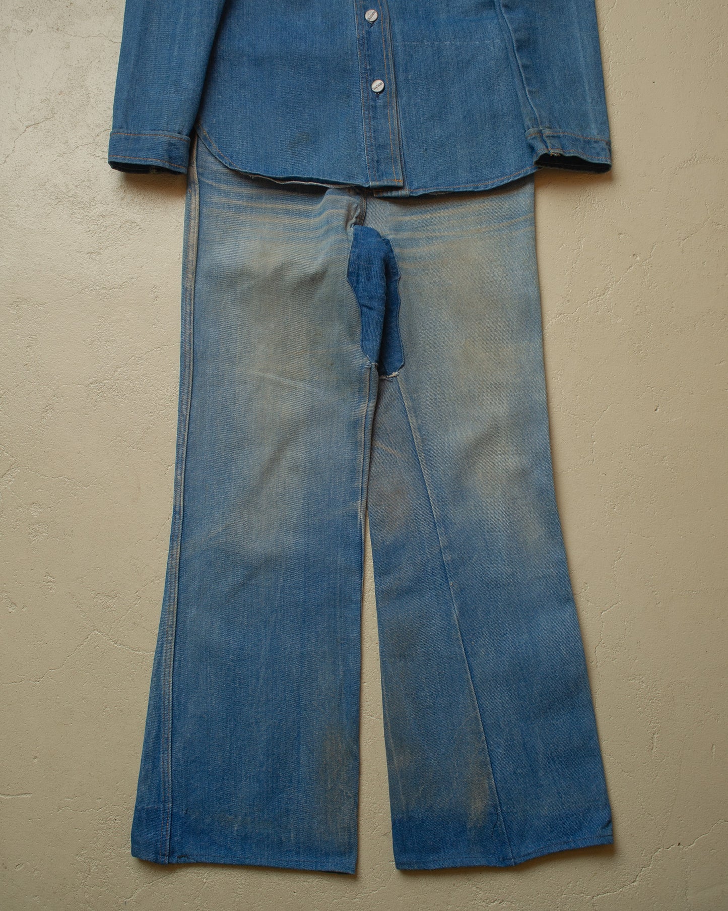 1970s Womens Western Denim Set blue - XS/S
