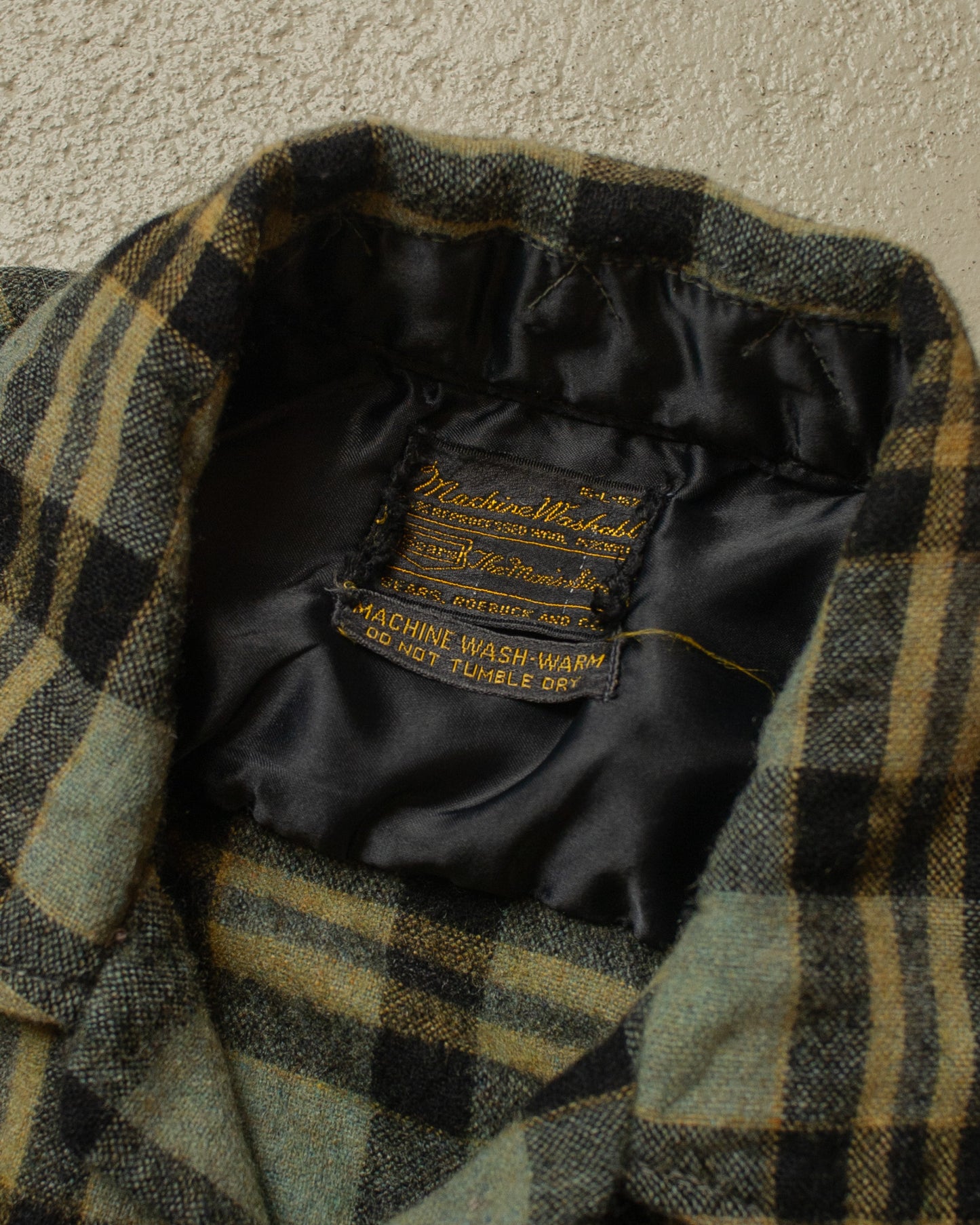 1960s Sears checkered Loop Collar Flannel Shirt - M/L