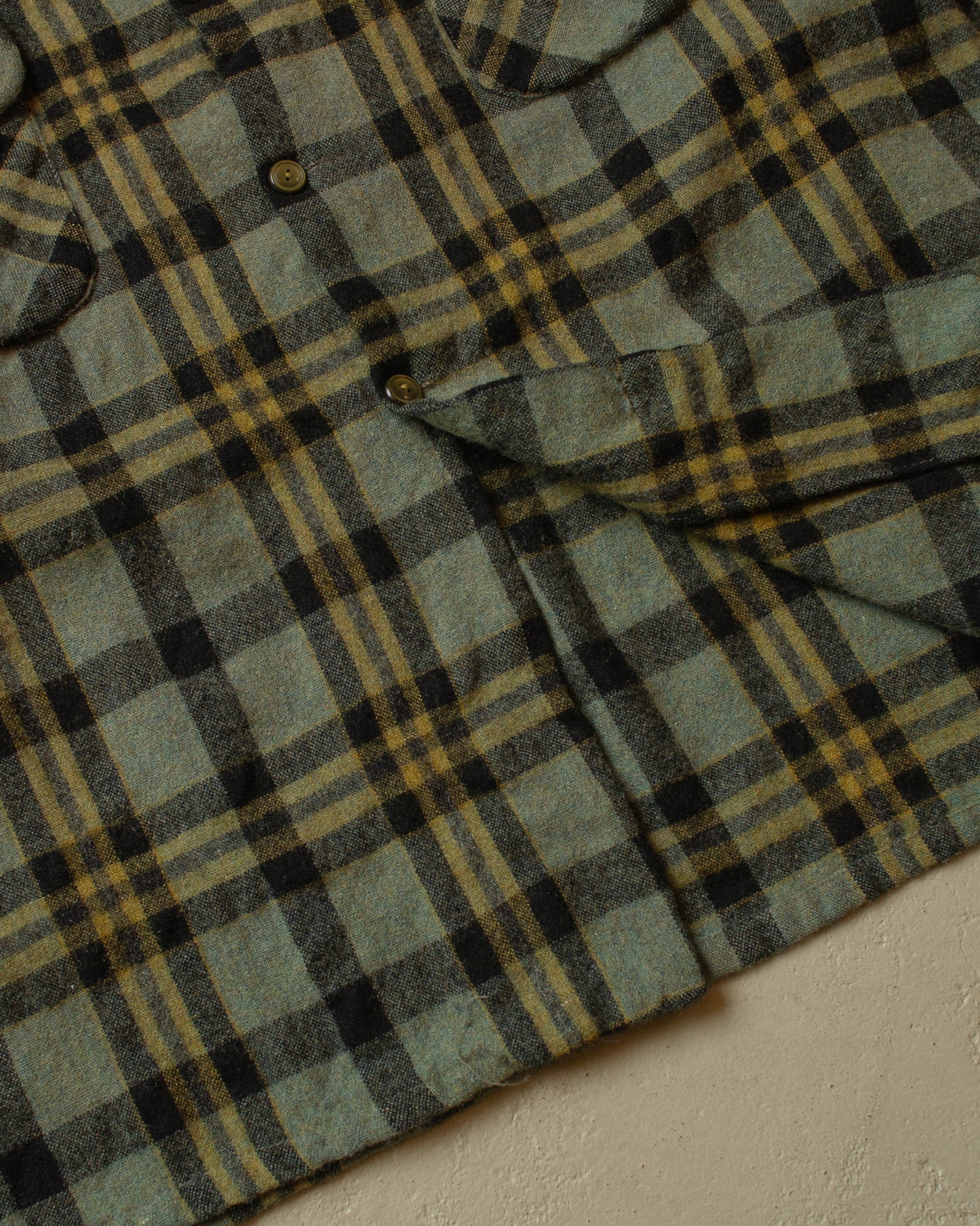 1960s Sears checkered Loop Collar Flannel Shirt - M/L