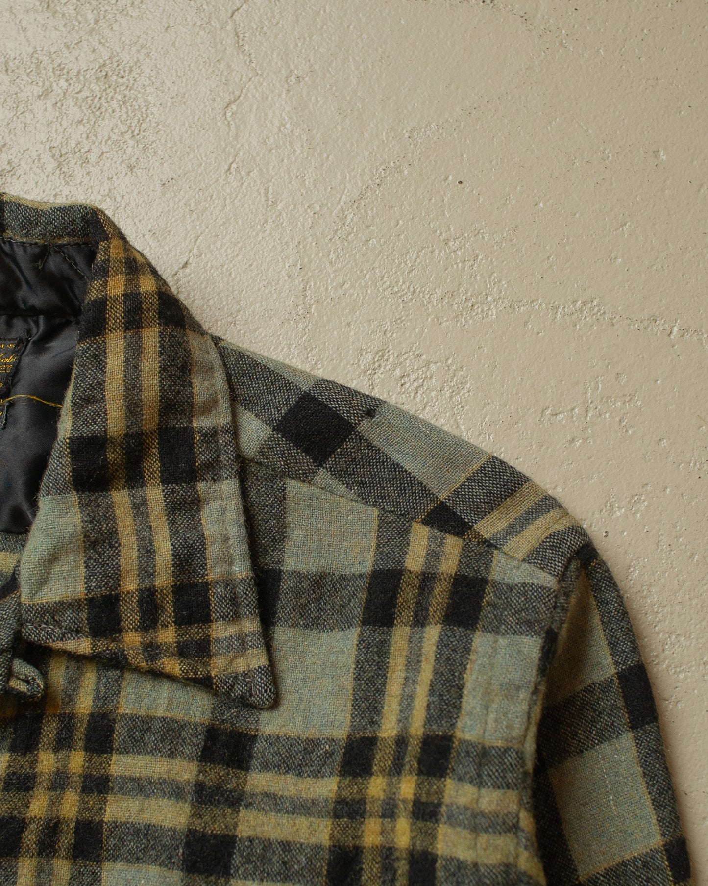1960s Sears checkered Loop Collar Flannel Shirt - M/L