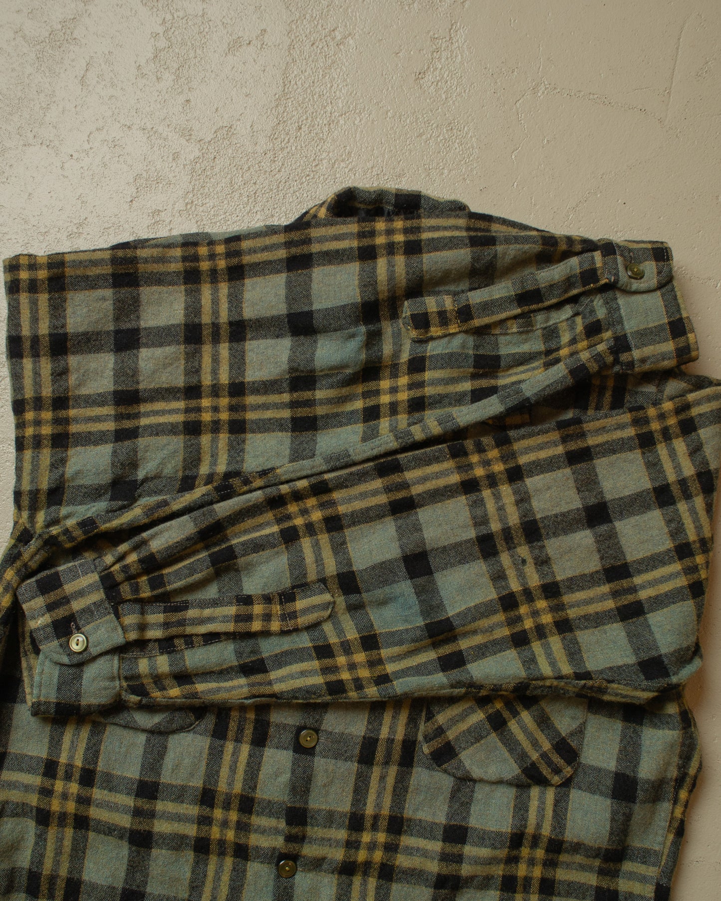 1960s Sears checkered Loop Collar Flannel Shirt - M/L