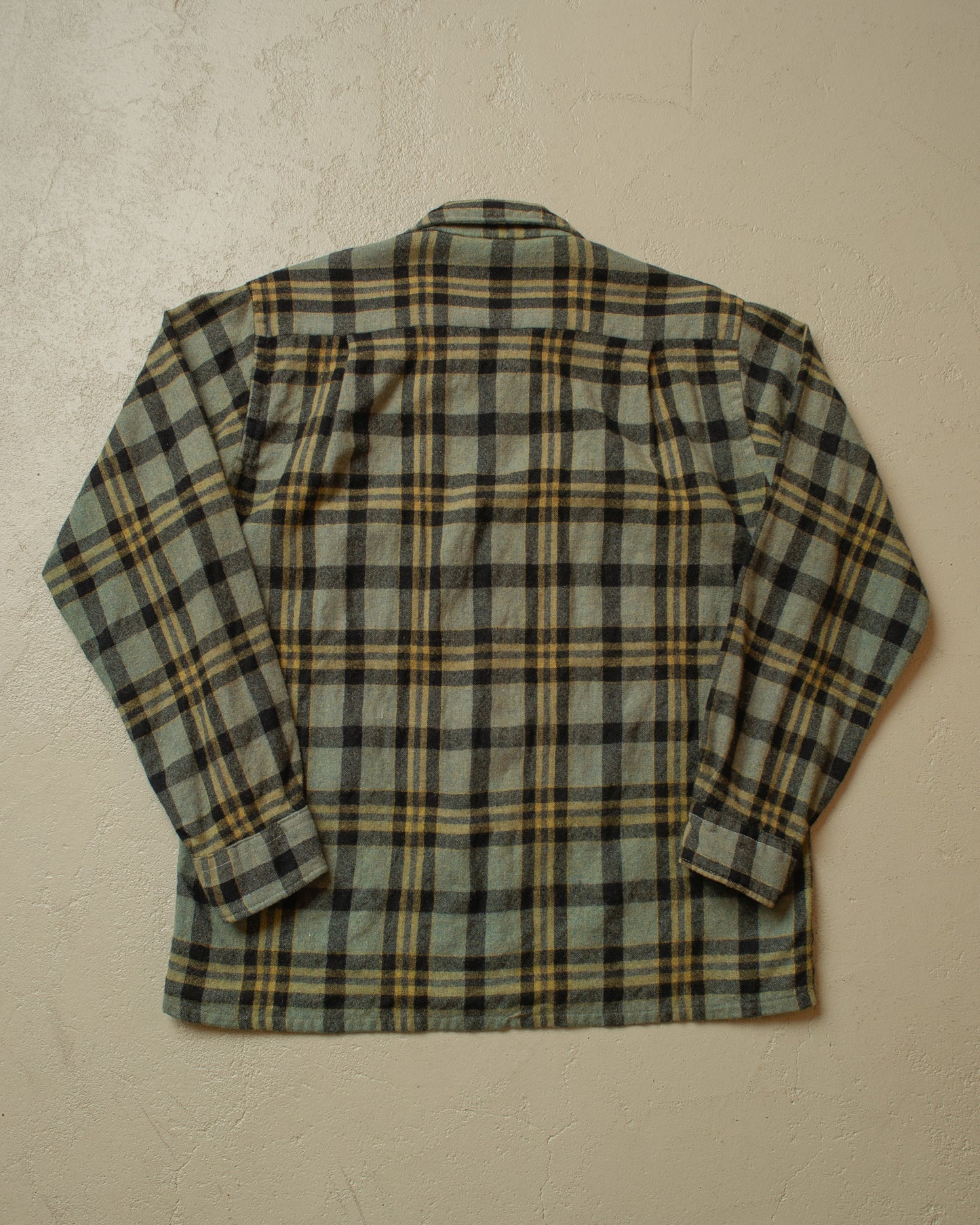 1960s Sears checkered Loop Collar Flannel Shirt - M/L