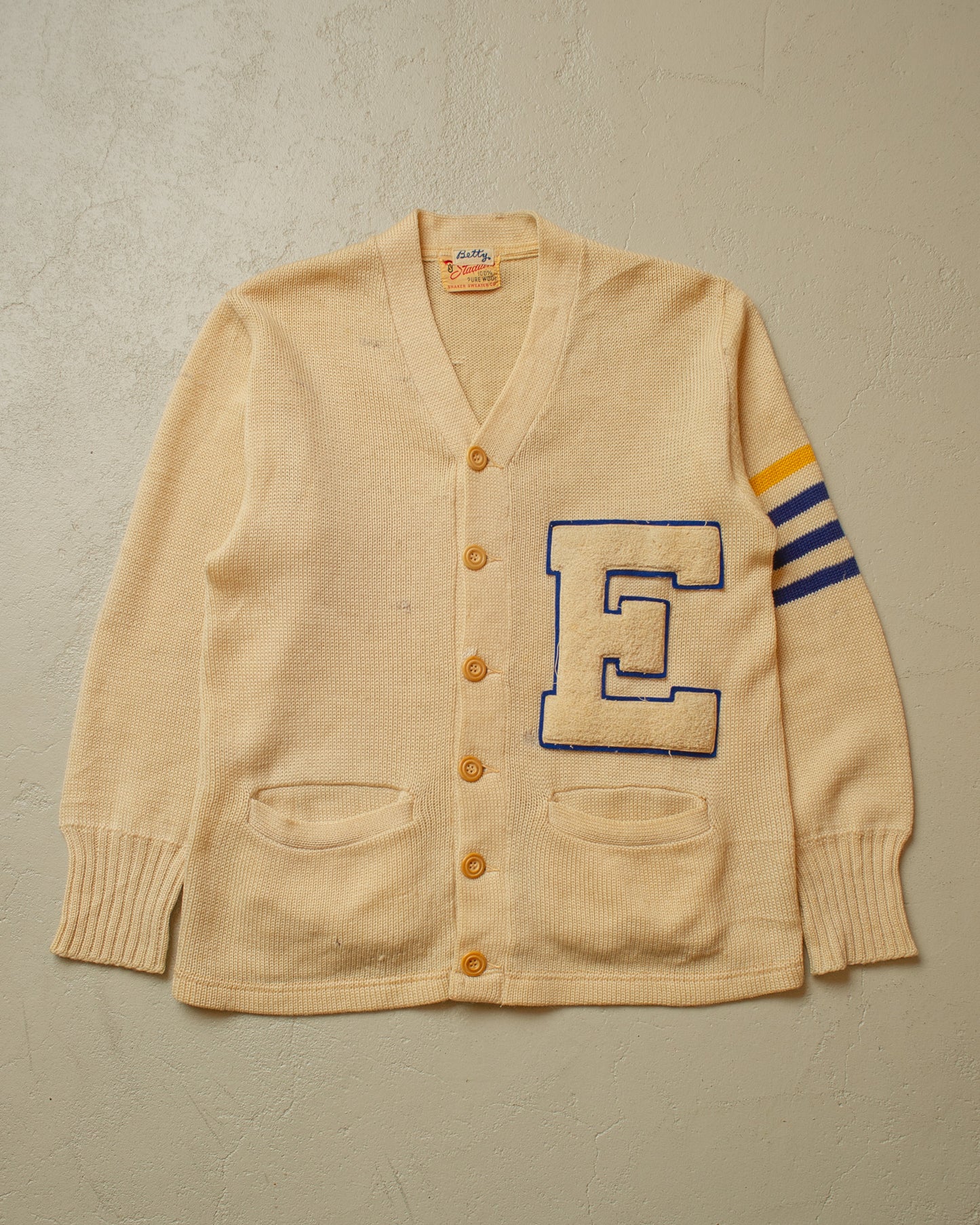 1940s Varsity Wool Cardigan beige - M/L