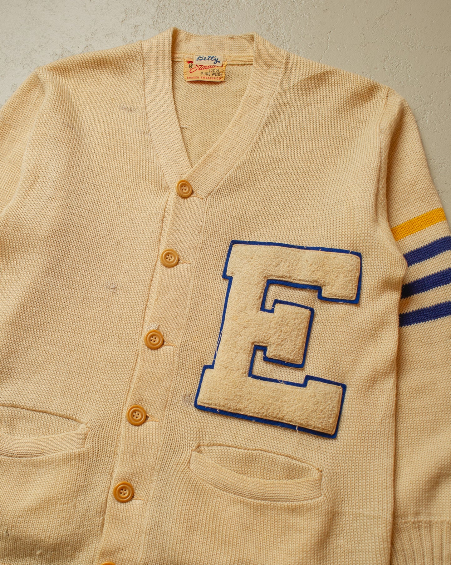 1940s Varsity Wool Cardigan beige - M/L