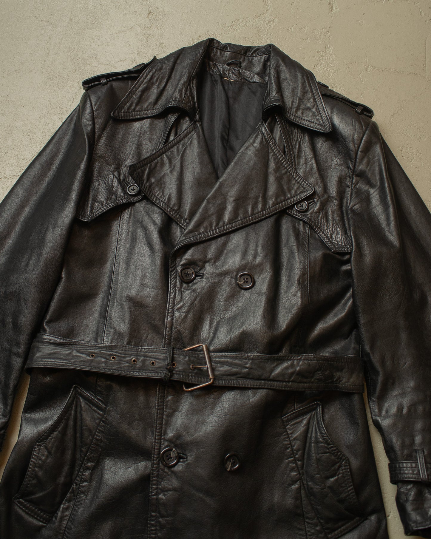 1970s Salamander Leather Coat black - L/XL