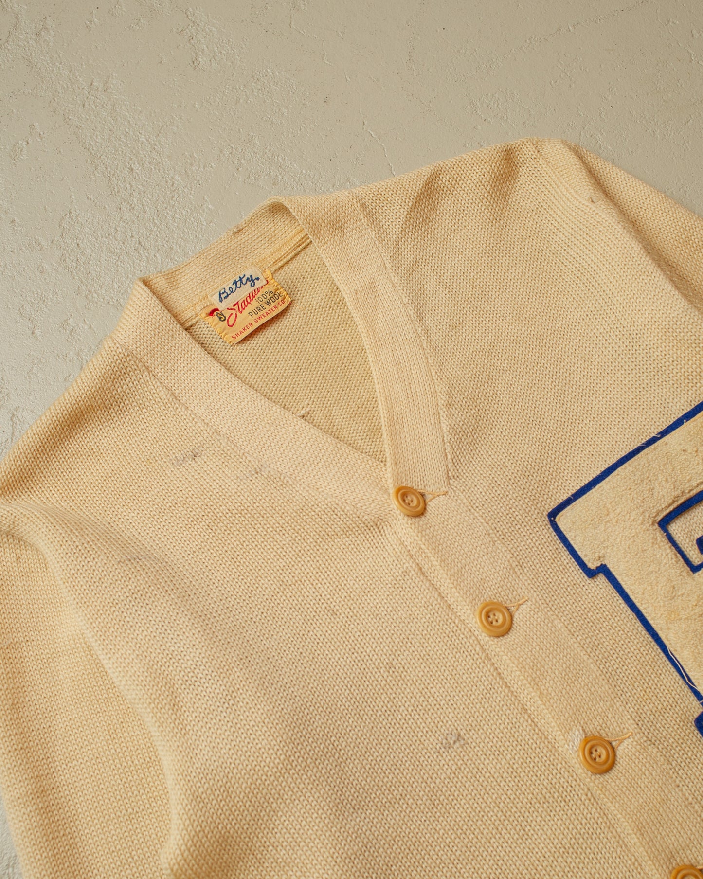 1940s Varsity Wool Cardigan beige - M/L