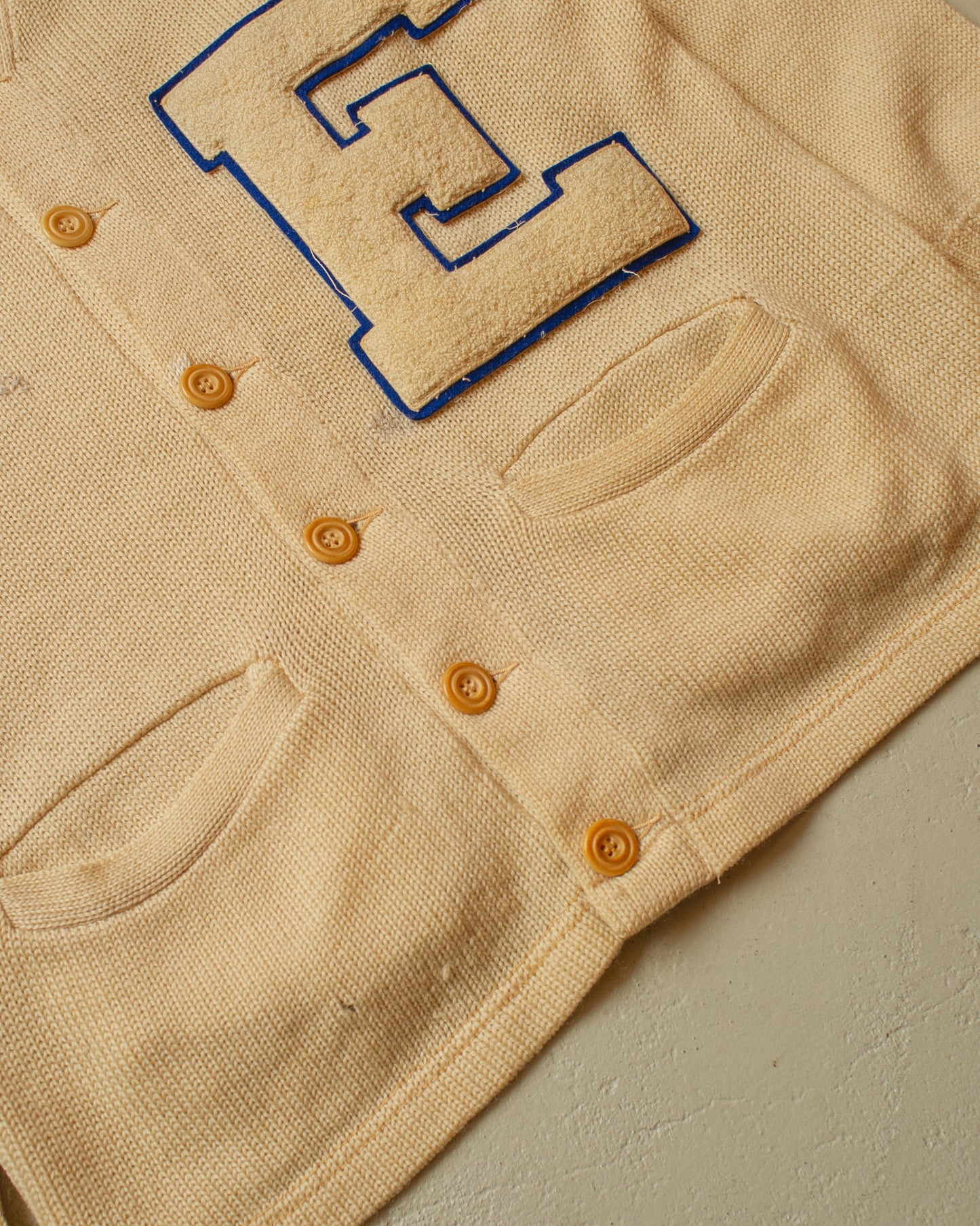 1940s Varsity Wool Cardigan beige - M/L