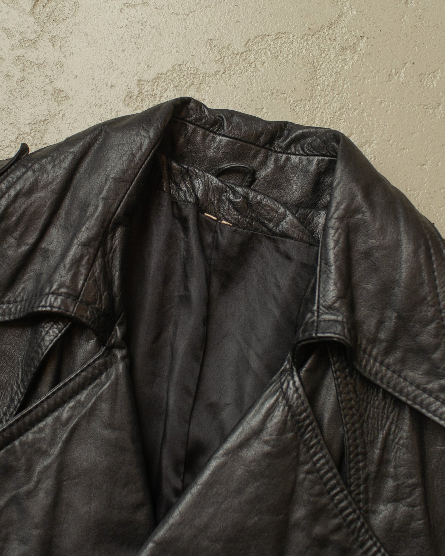 1970s Salamander Leather Coat black - L/XL