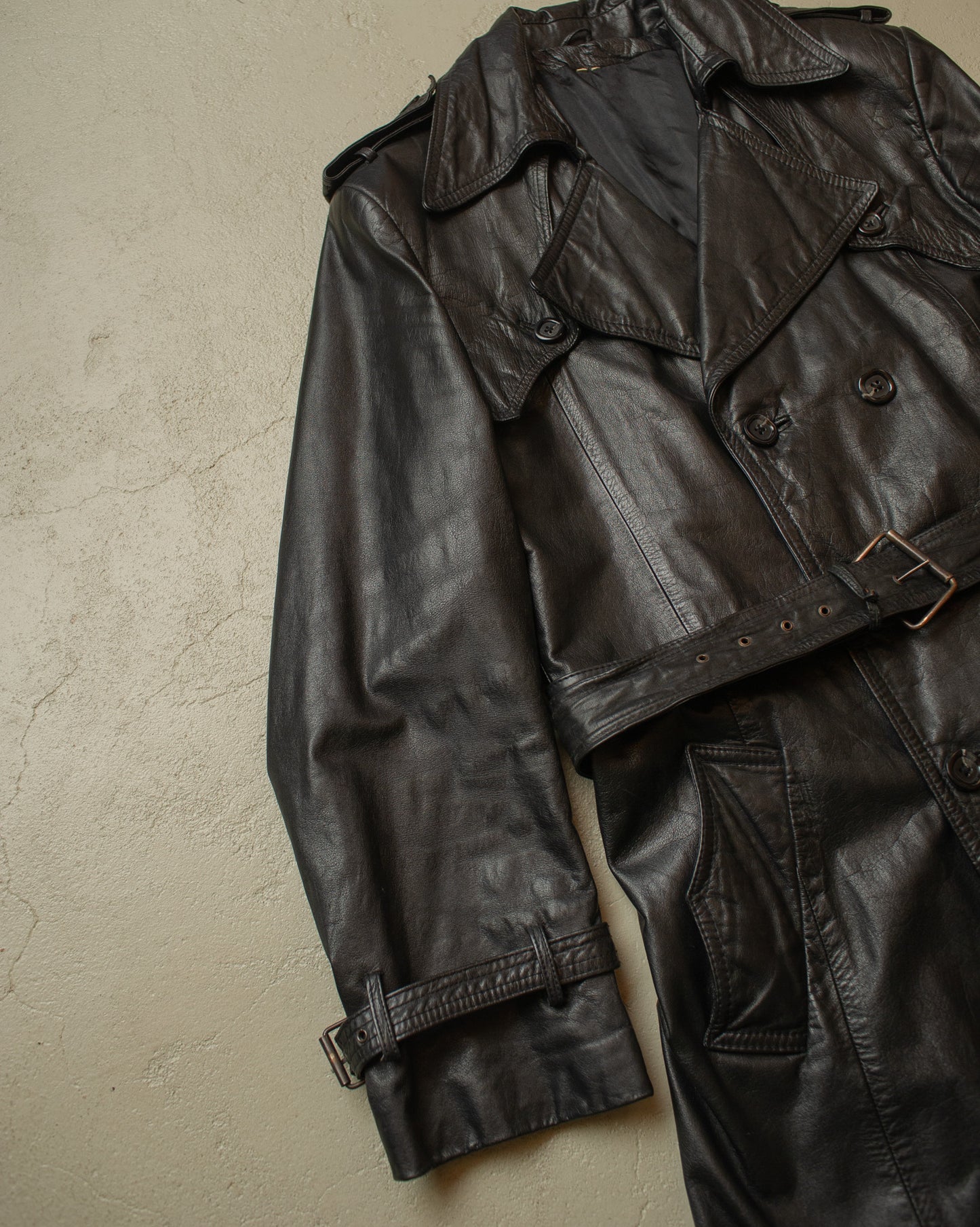 1970s Salamander Leather Coat black - L/XL