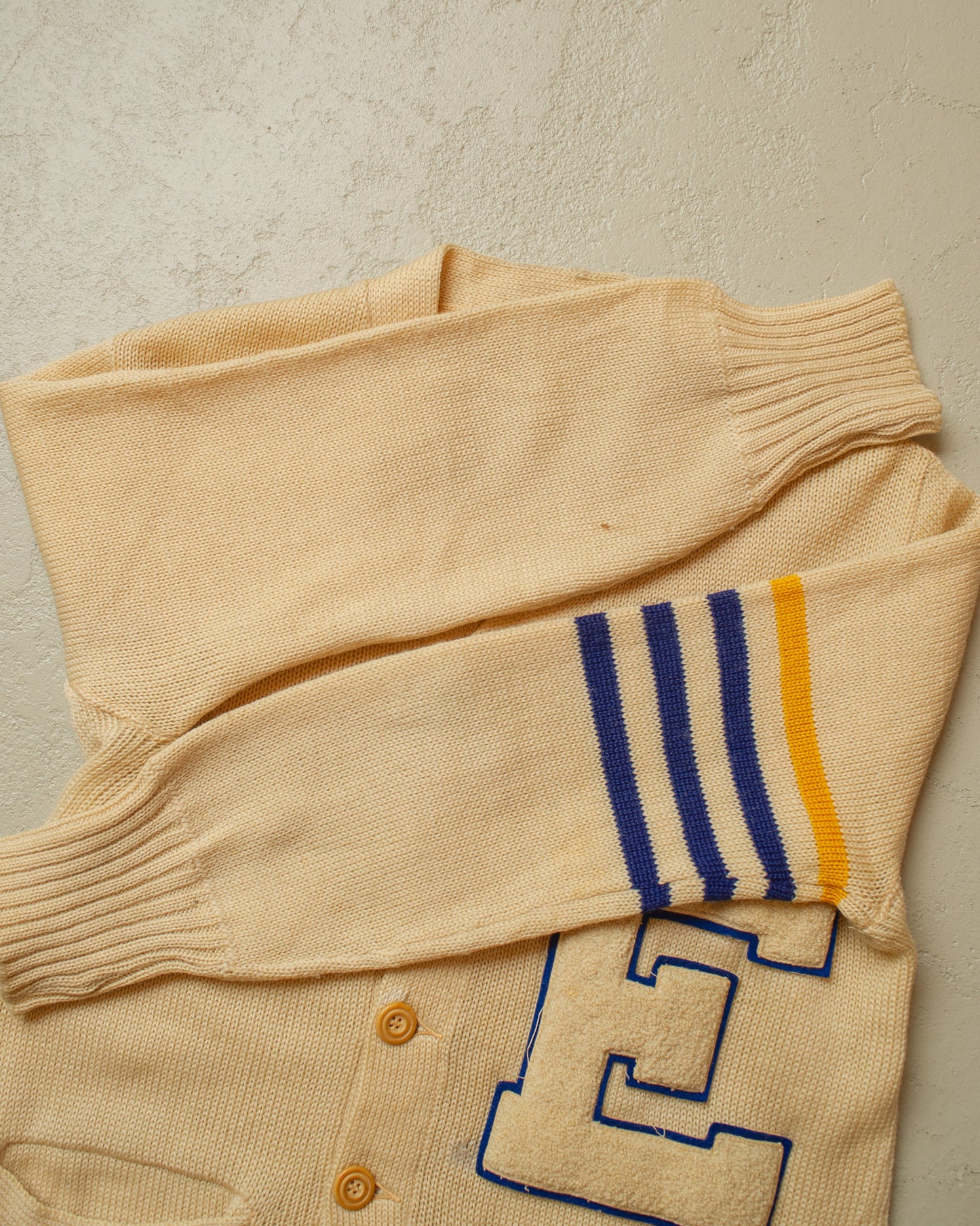 1940s Varsity Wool Cardigan beige - M/L