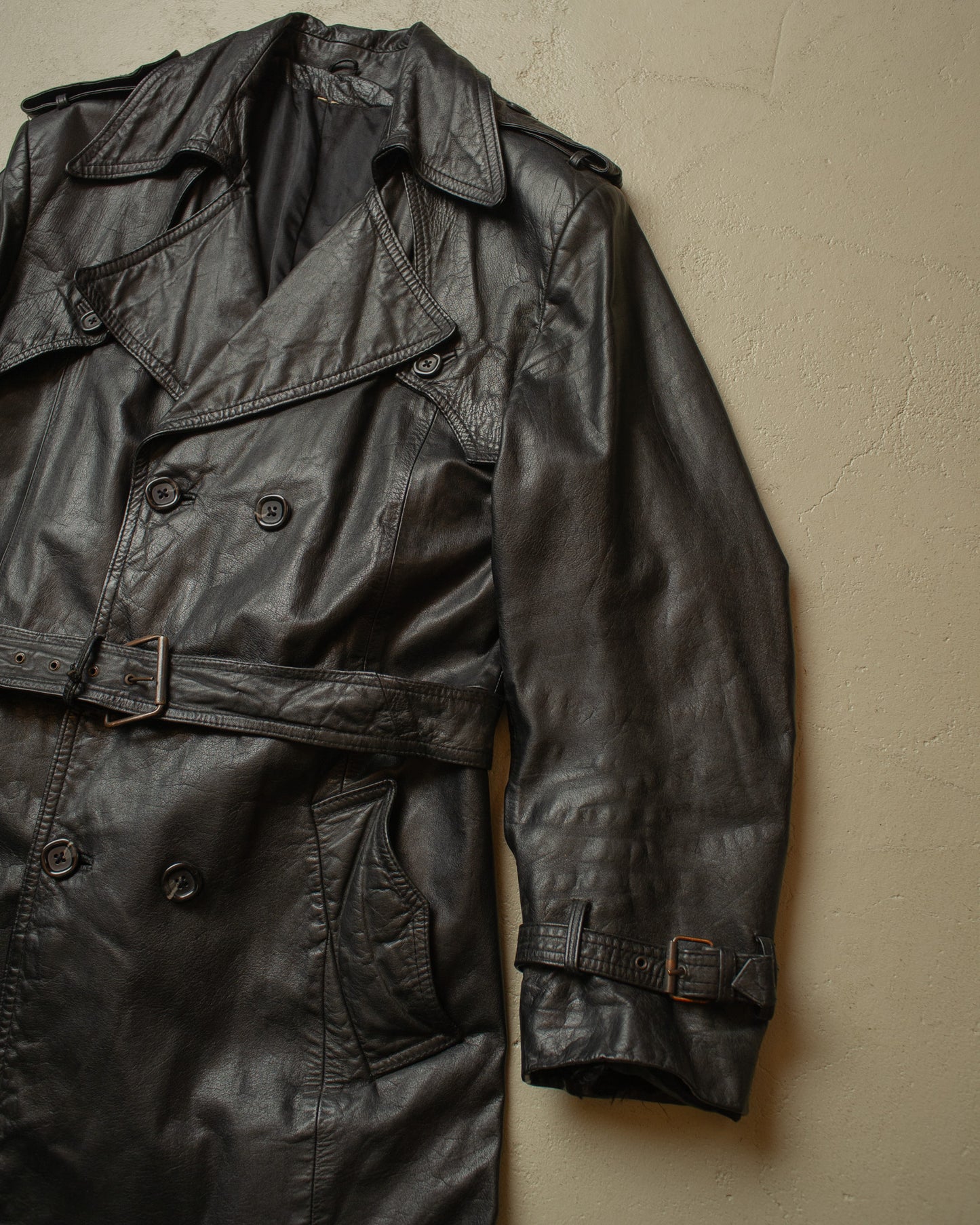 1970s Salamander Leather Coat black - L/XL